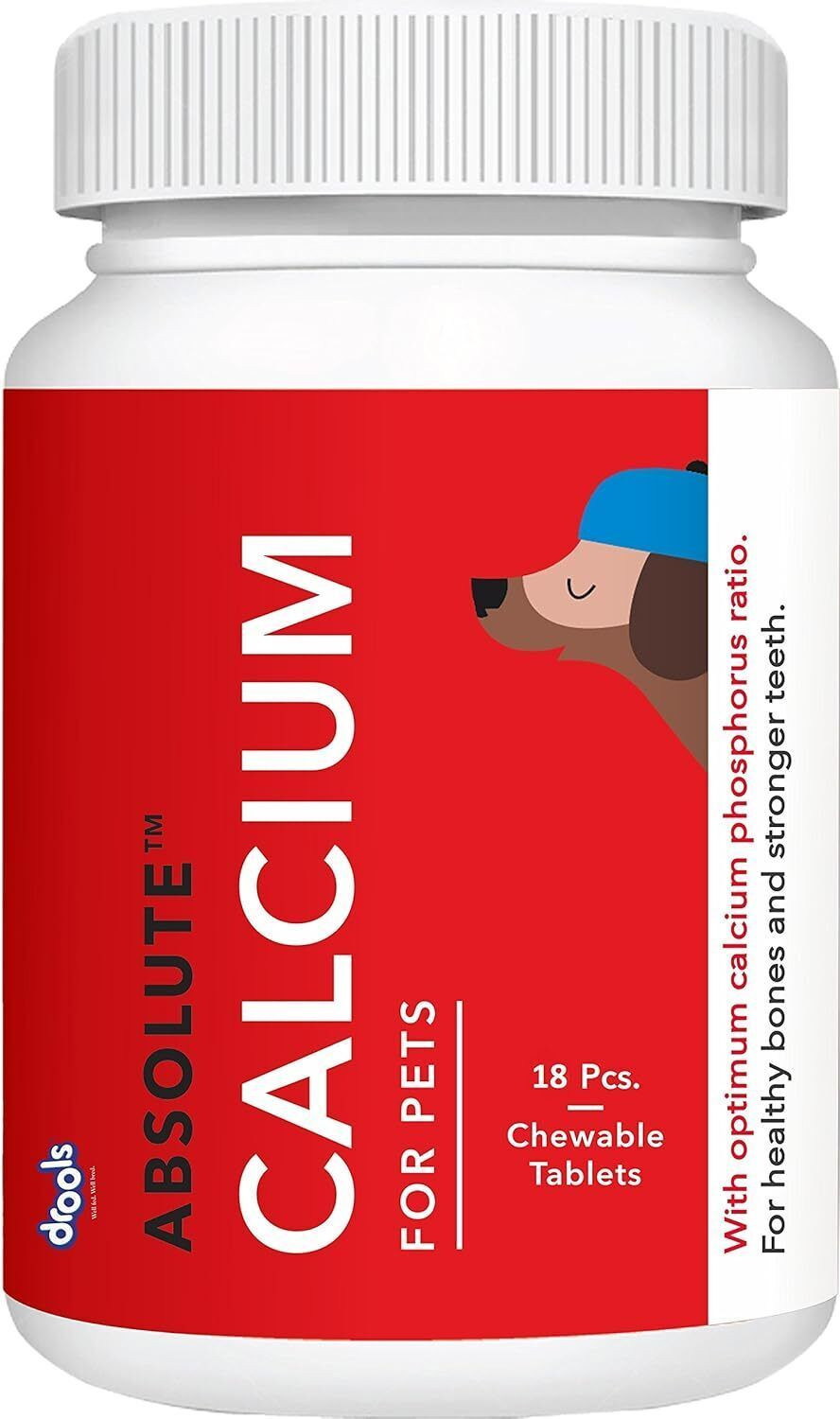 Image of Drools Absolute Calcium Tabs,Vitamin Tabs and Skin Coat Tabs 18 Pcs Each Chicken 0.2 kg (2x0.1 kg) Dry Adult, Young, Senior Dog Food