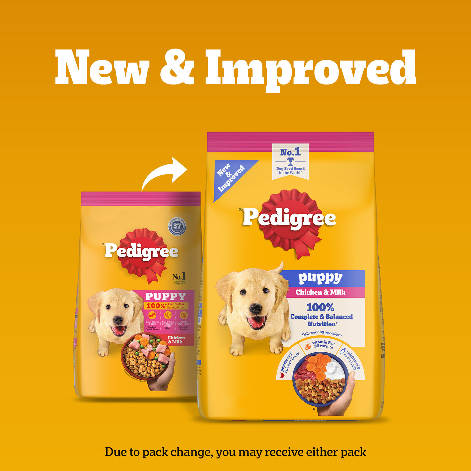Image of PEDIGREE 100% Nutrition Chicken, Milk 15 kg Dry Young Puppy Food