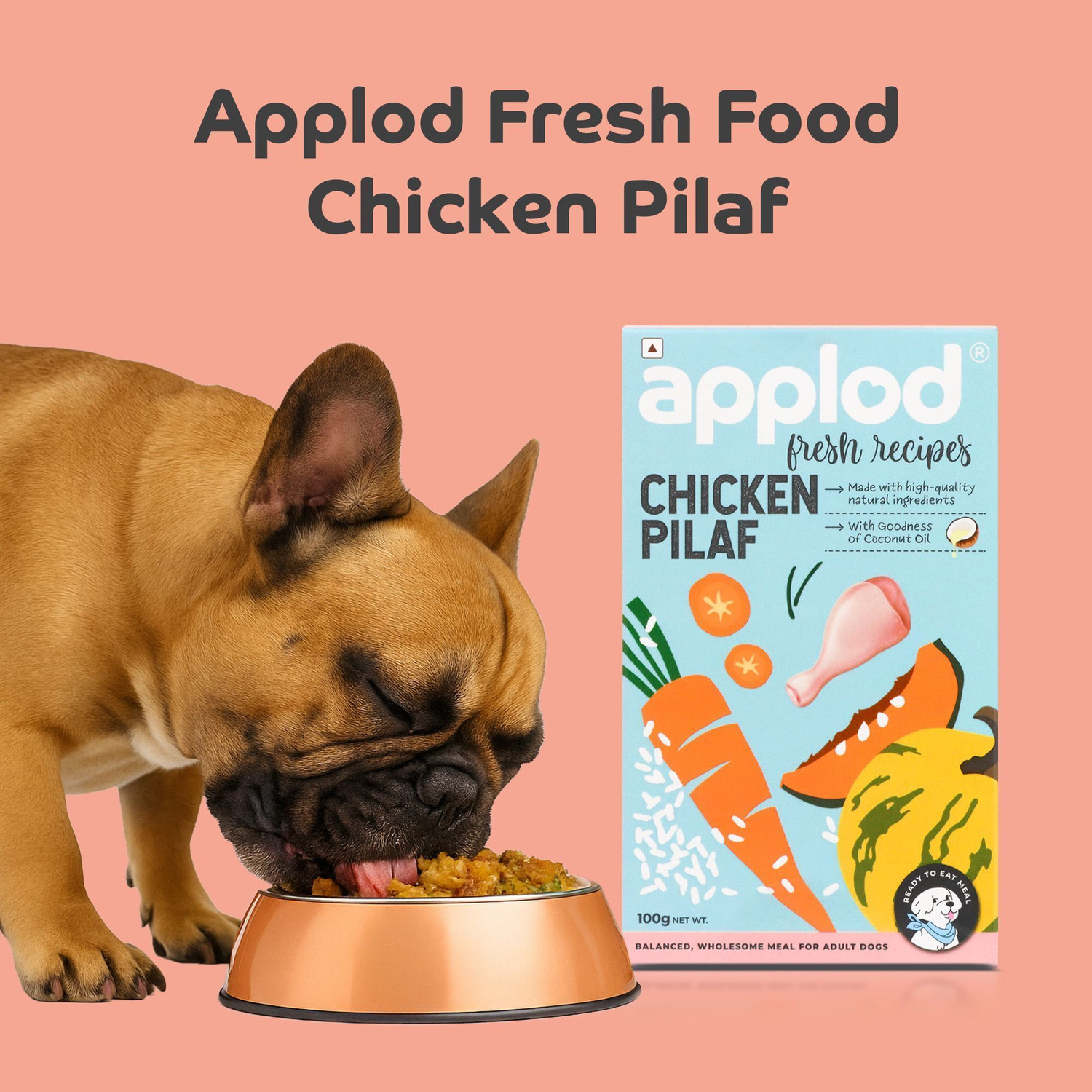 Image of Applod Chicken Fresh Dog Food High Protein, Tasty & Healthy Food for Dog Made with Chicken 0.1 kg Wet Young, Adult, Senior Dog Food