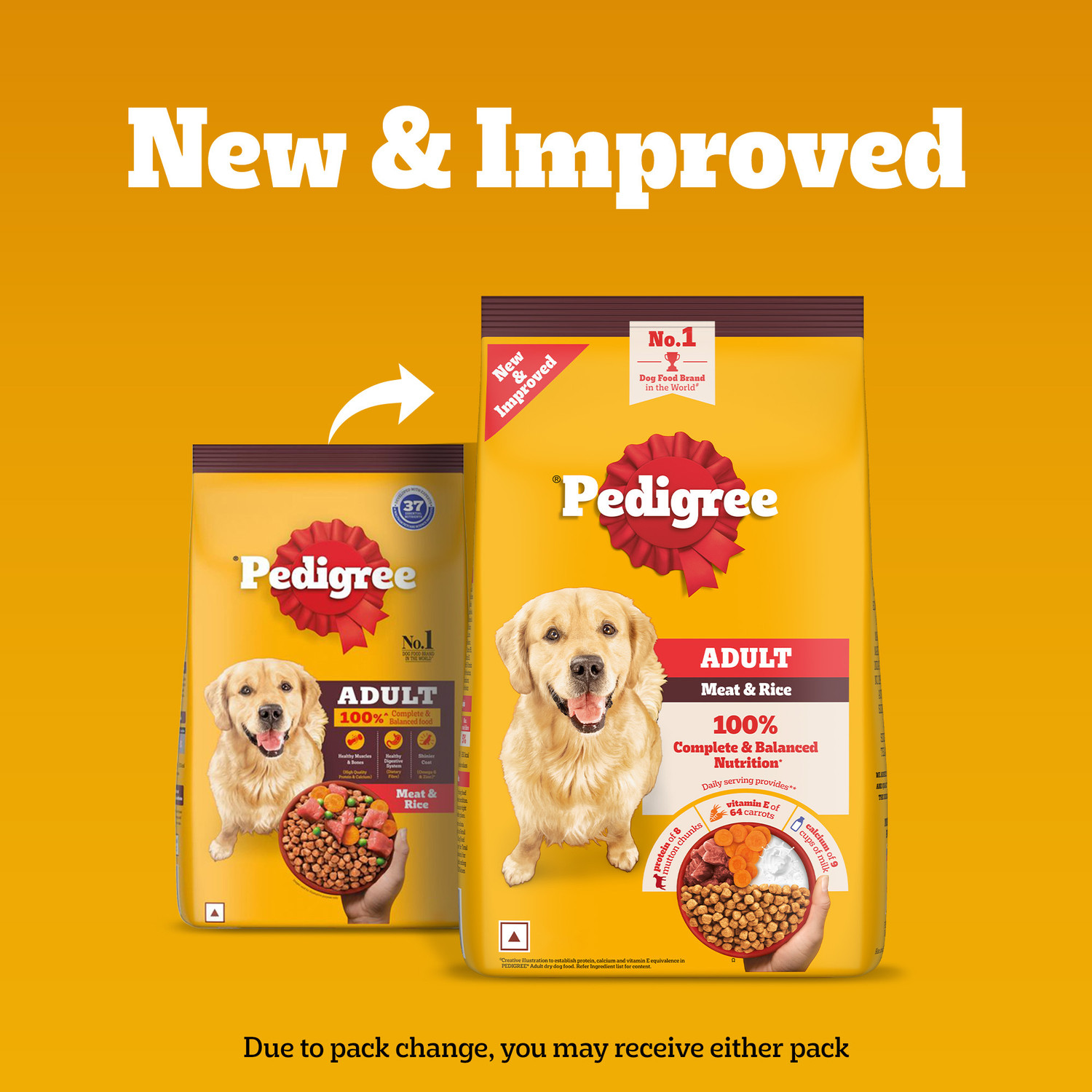 Image of PEDIGREE 100% Nutrition Meat, Rice 1.2 kg Dry Adult Dog Food