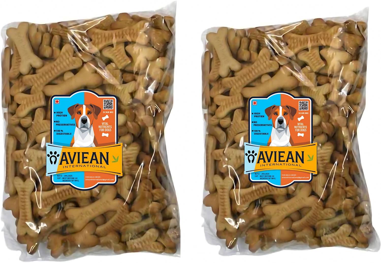 Aviean International 2 Combo Pack Of {500gm *2} 1Kg Hard Crunchy Nonveg Adult Biscuits Chicken Flavor Bacon, Chicken 1 kg (2x0.5 kg) Dry Adult, New Born, Senior, Young Dog & Puppy Food
