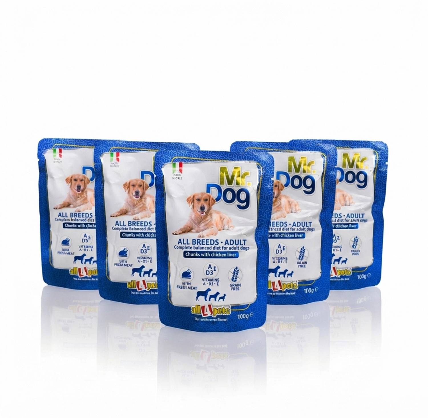 All4pets Mr.Dog Chunks with Chicken Liver (Pack of 5) Chicken, Liver 0.1 kg (5x0.02 kg) Wet Adult Dog Food