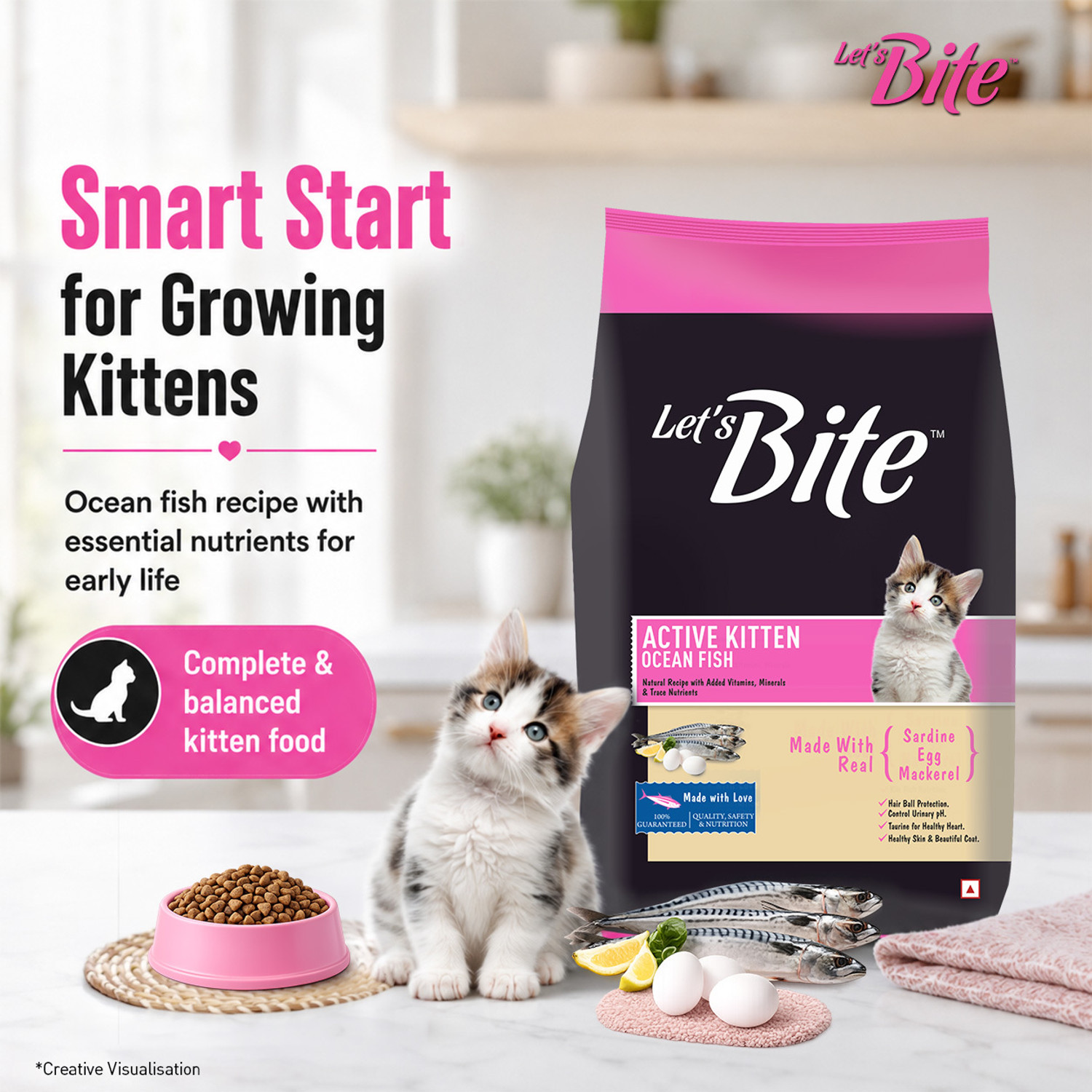 Image of Let's bite (Buy 1 Get 1 Free) Active Ocean Fish 800 g (2x400 g) Dry Young Cat Food