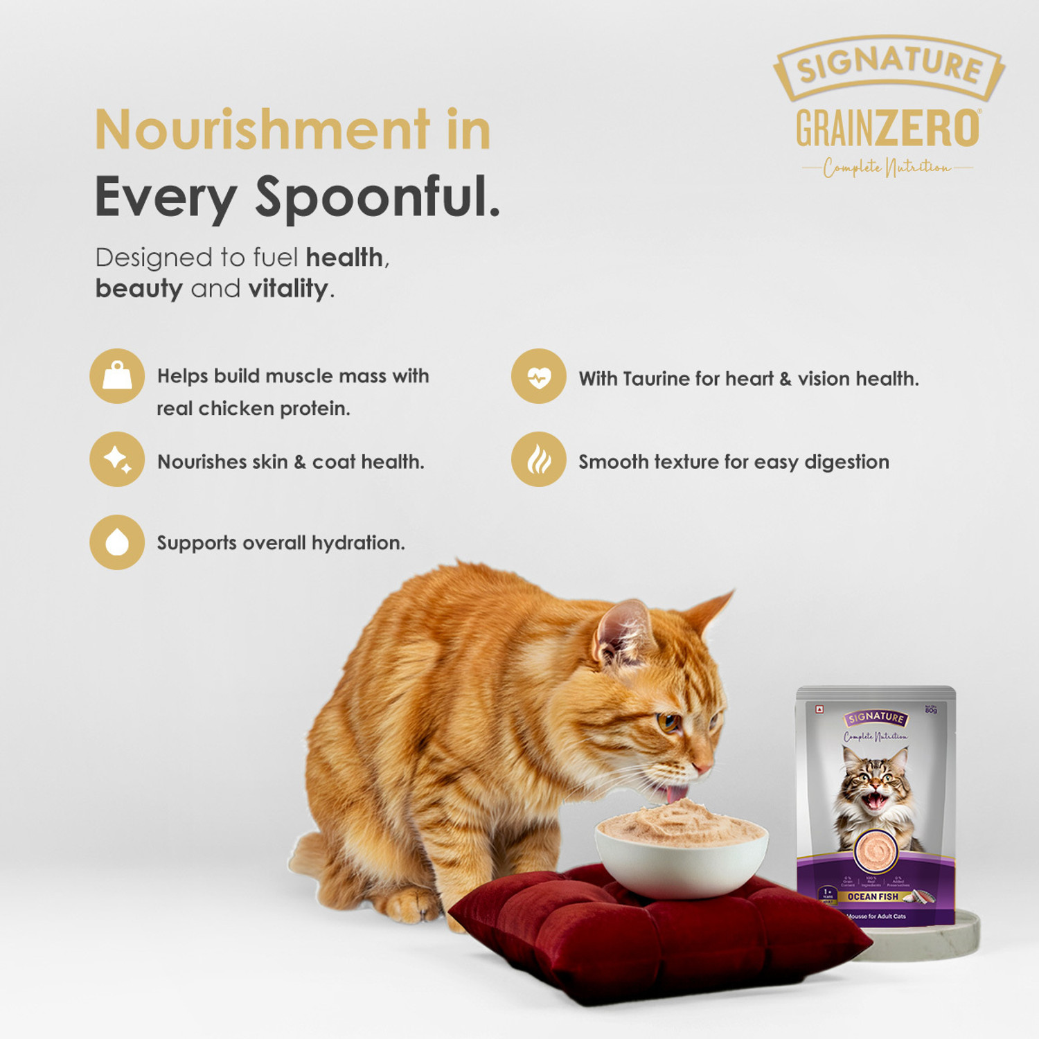 Image of Grain Zero Mousse For Adult Cats Sea Food 0.4 kg (5x0.08 kg) Wet Adult Cat Food