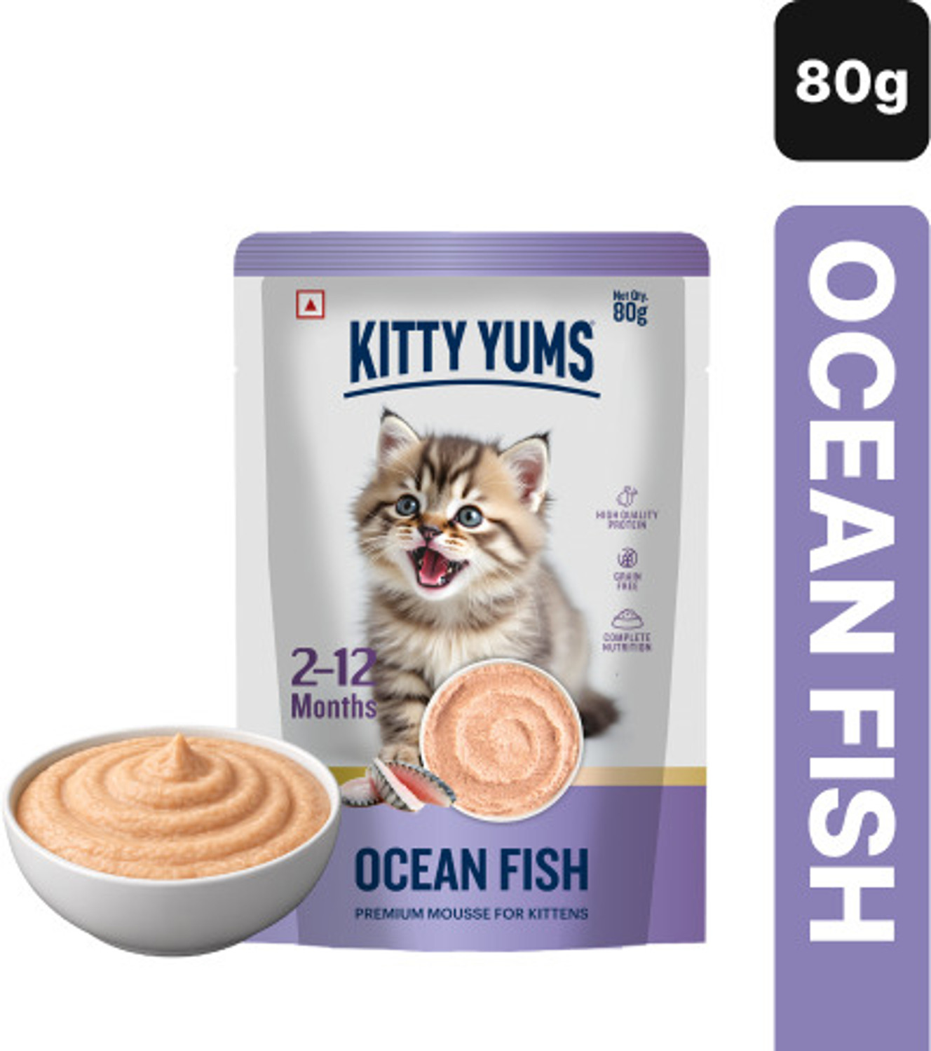 Image of Kitty Yums Premium Mousse For Kittens Fish 0.08 kg Wet Young Cat Food