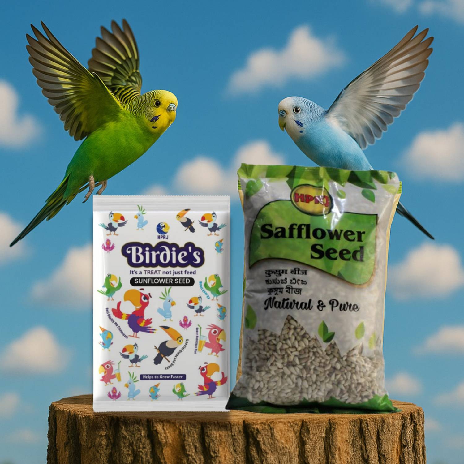Birdie's Sunflower & Safflower Seed Mix – Big Bird Seed 2.75 kg (3x0.92 kg) Dry Adult, New Born, Young, Senior Bird Food