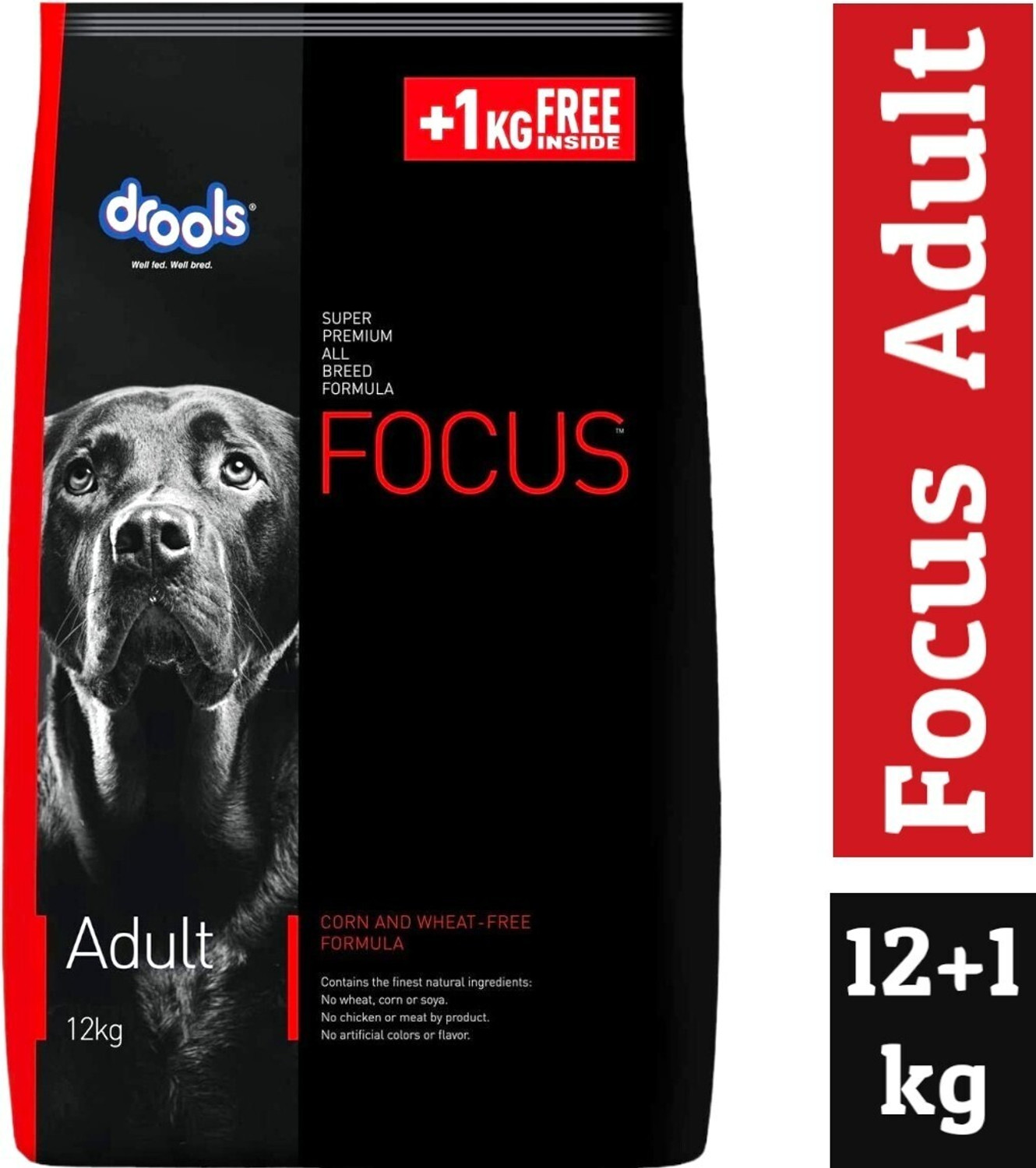 Image of Drools Focus Super Premium Adult 12 kg (1 kg Free inside) Chicken 12 kg Dry Adult, Senior Dog Food