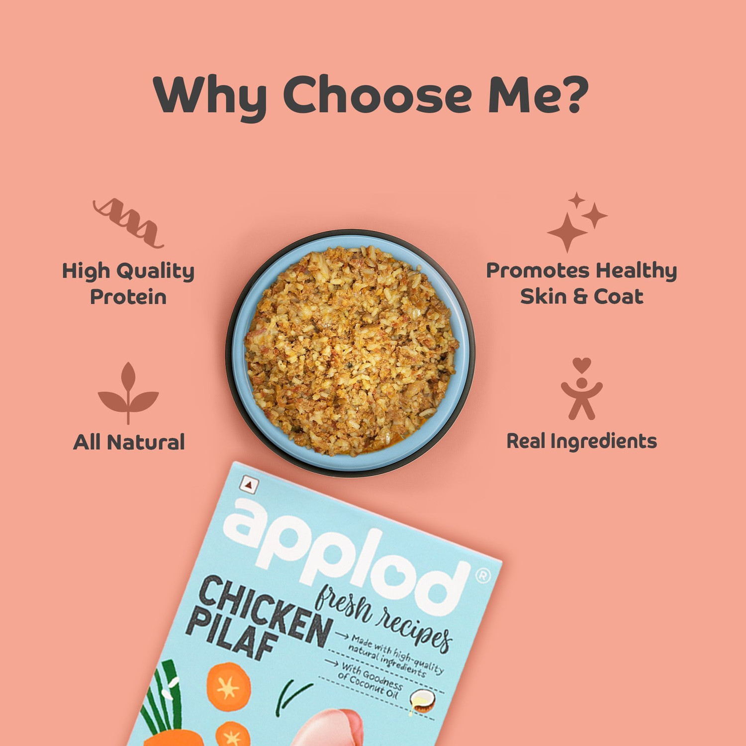 Image of Applod Chicken Fresh Dog Food High Protein, Tasty & Healthy Food for Dog Made with Chicken 0.1 kg Wet Young, Adult, Senior Dog Food