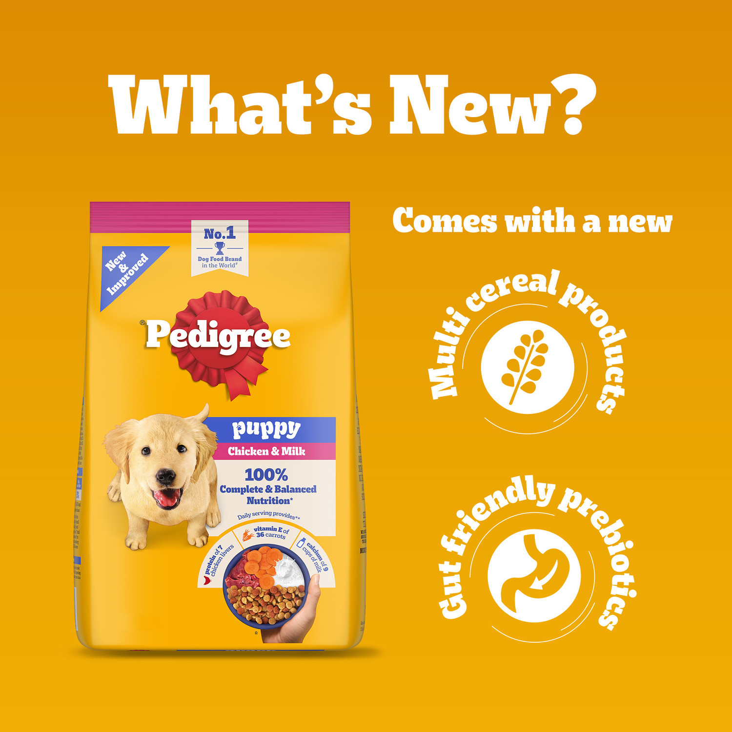 Image of PEDIGREE 100% Nutrition Chicken, Milk 15 kg Dry Young Puppy Food