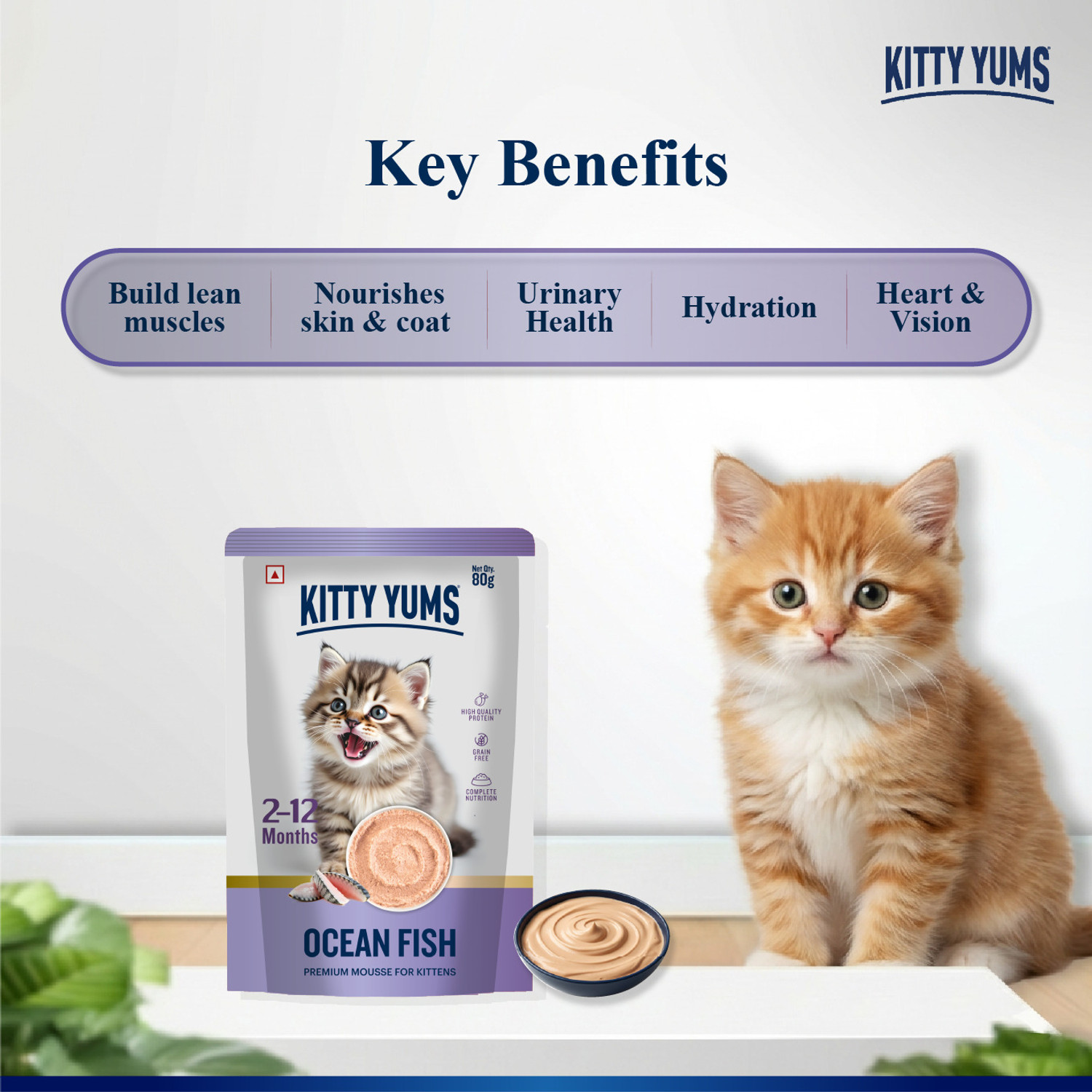 Image of Kitty Yums Premium Mousse For Kittens Fish 0.08 kg Wet Young Cat Food