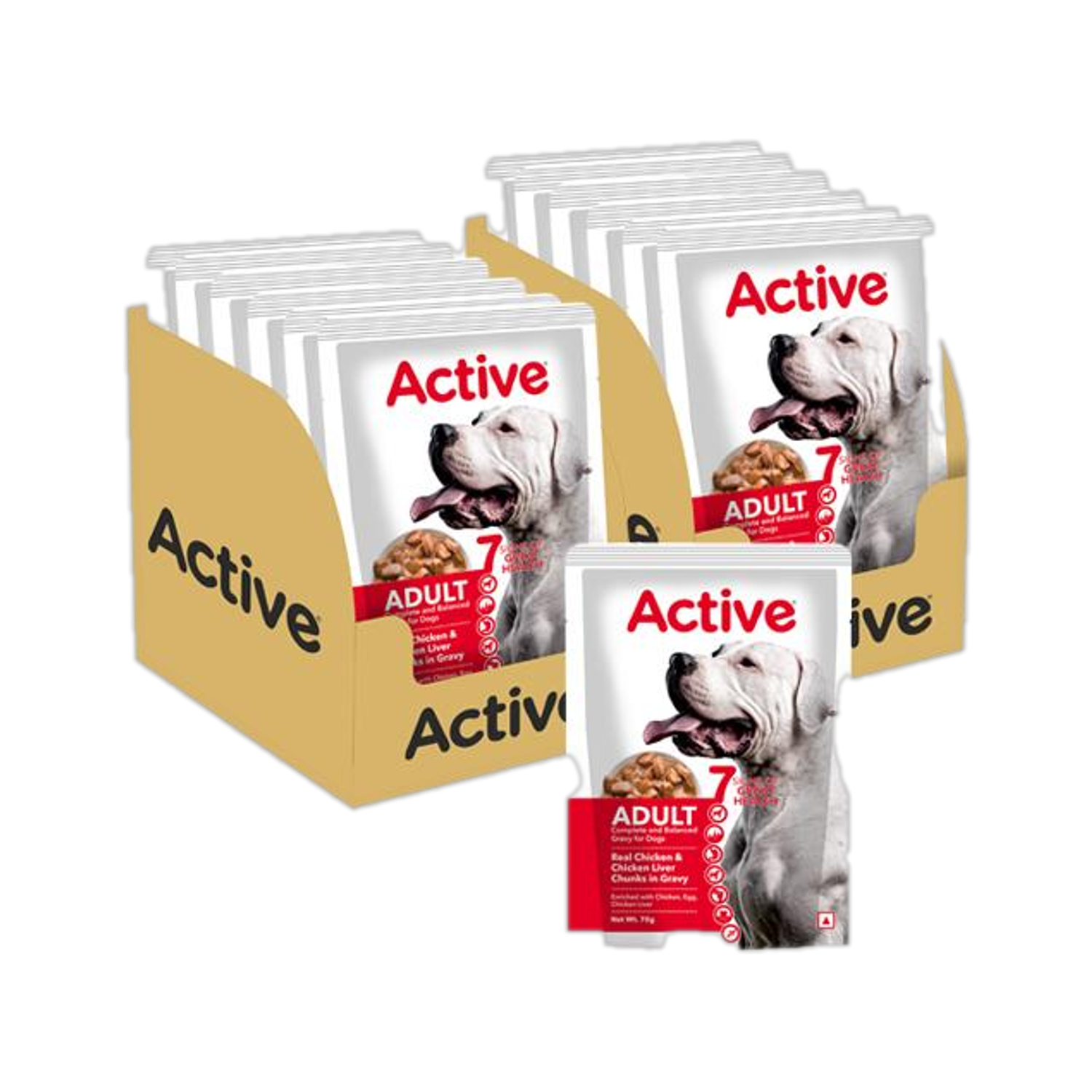 Image of Active Gravy (16X 70g ) Chicken Liver Chunks and Real Chicken 1.12 kg (8x0.14 kg) Wet Adult Dog Food