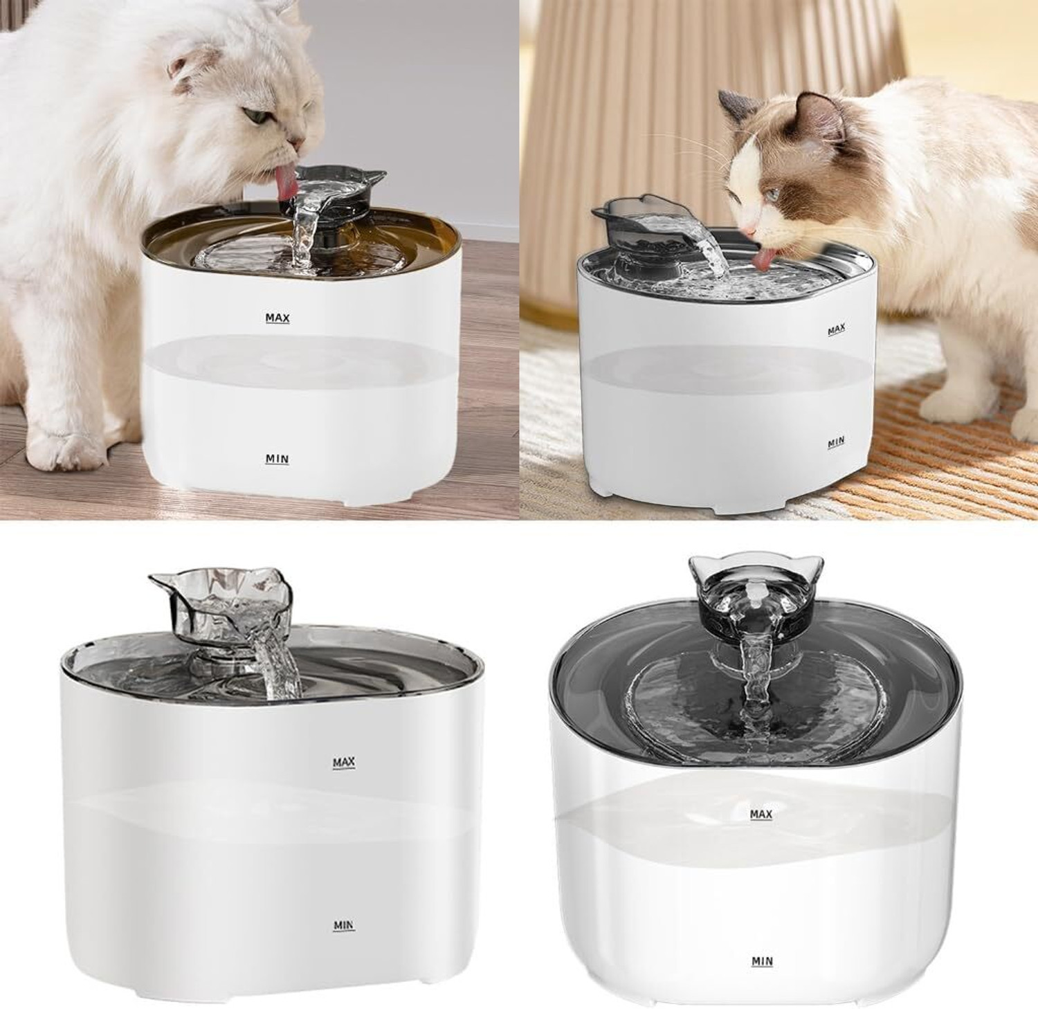 Image of GHANU 2.2L Pet Water Fountain-Cat Water Dispenser with USB-Powered Filter for Cats