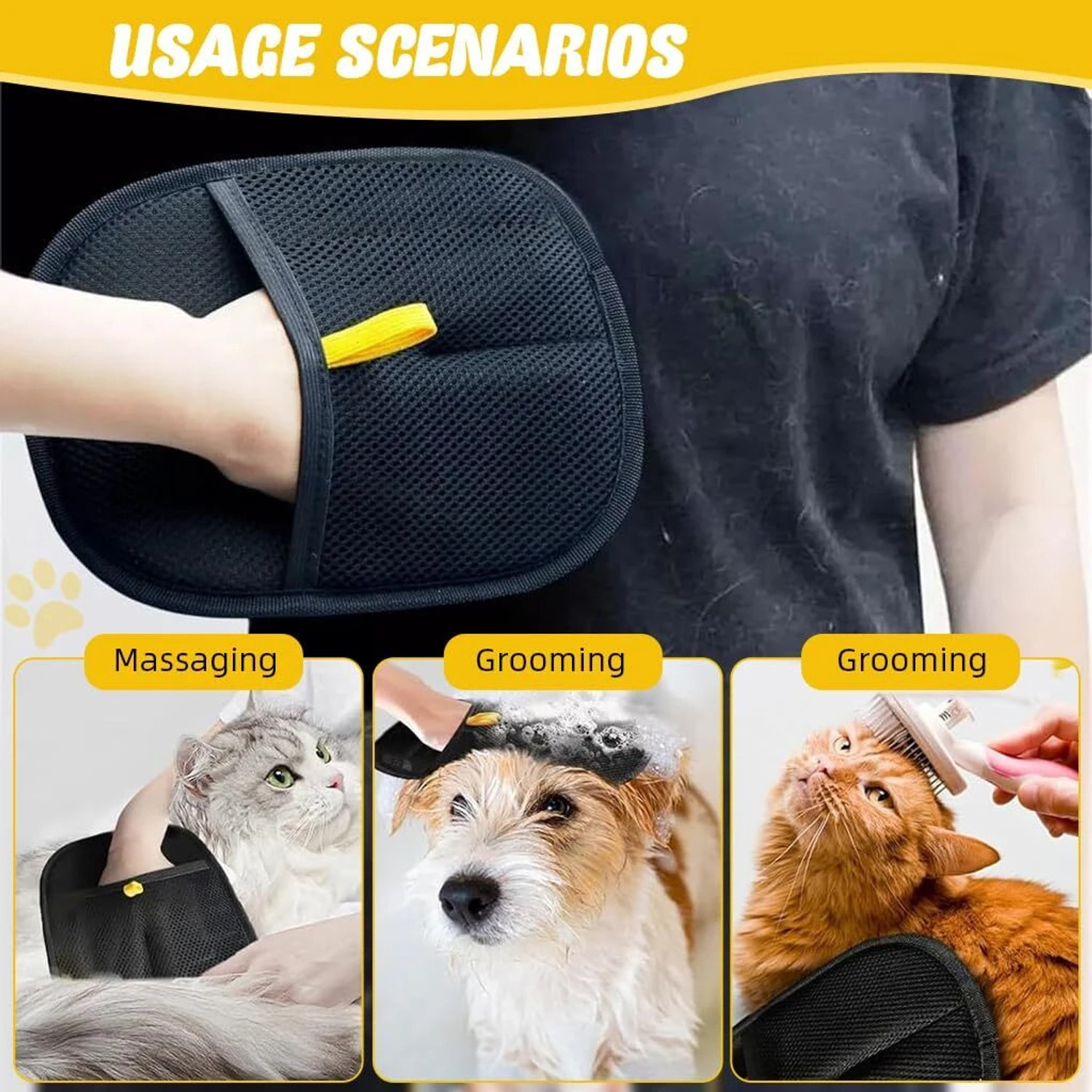 Image of SEVENSPACE Pet Hair Remover Gloves for Dog Cat Hair on Clothes, Sofa, Carpet, Car Grooming Gloves for Dog & Cat