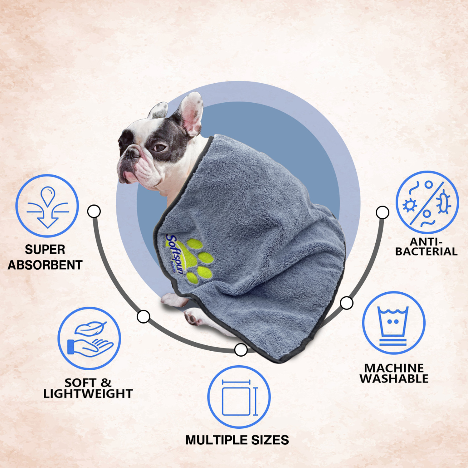 Image of SOFTSPUN Microfiber pet towel dog & cat Grooming Gloves for Dog & Cat