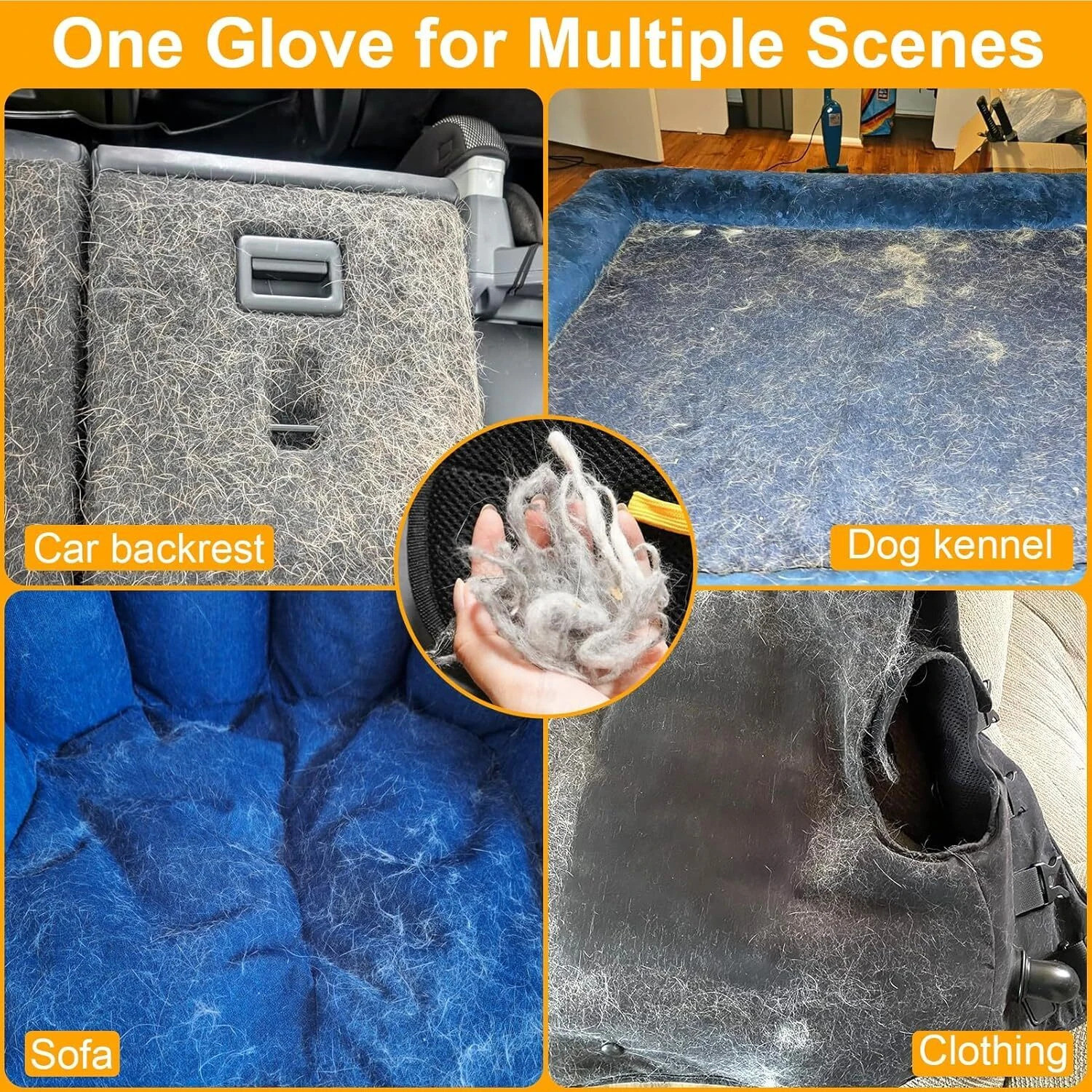 Image of SEVENSPACE Pet Hair Remover Gloves for Dog Cat Hair on Clothes, Sofa, Carpet, Car Grooming Gloves for Dog & Cat