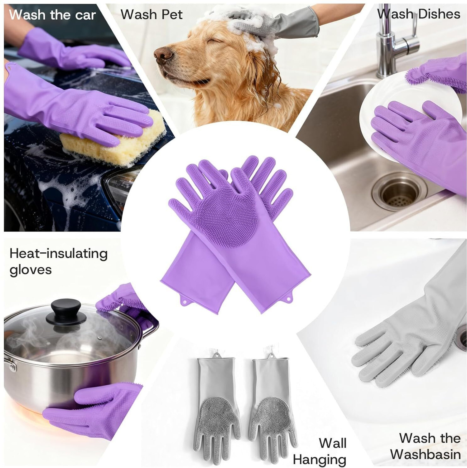 Image of starkyte Premium Silicone Scrubber Cleaning Gloves Dry Glove Set