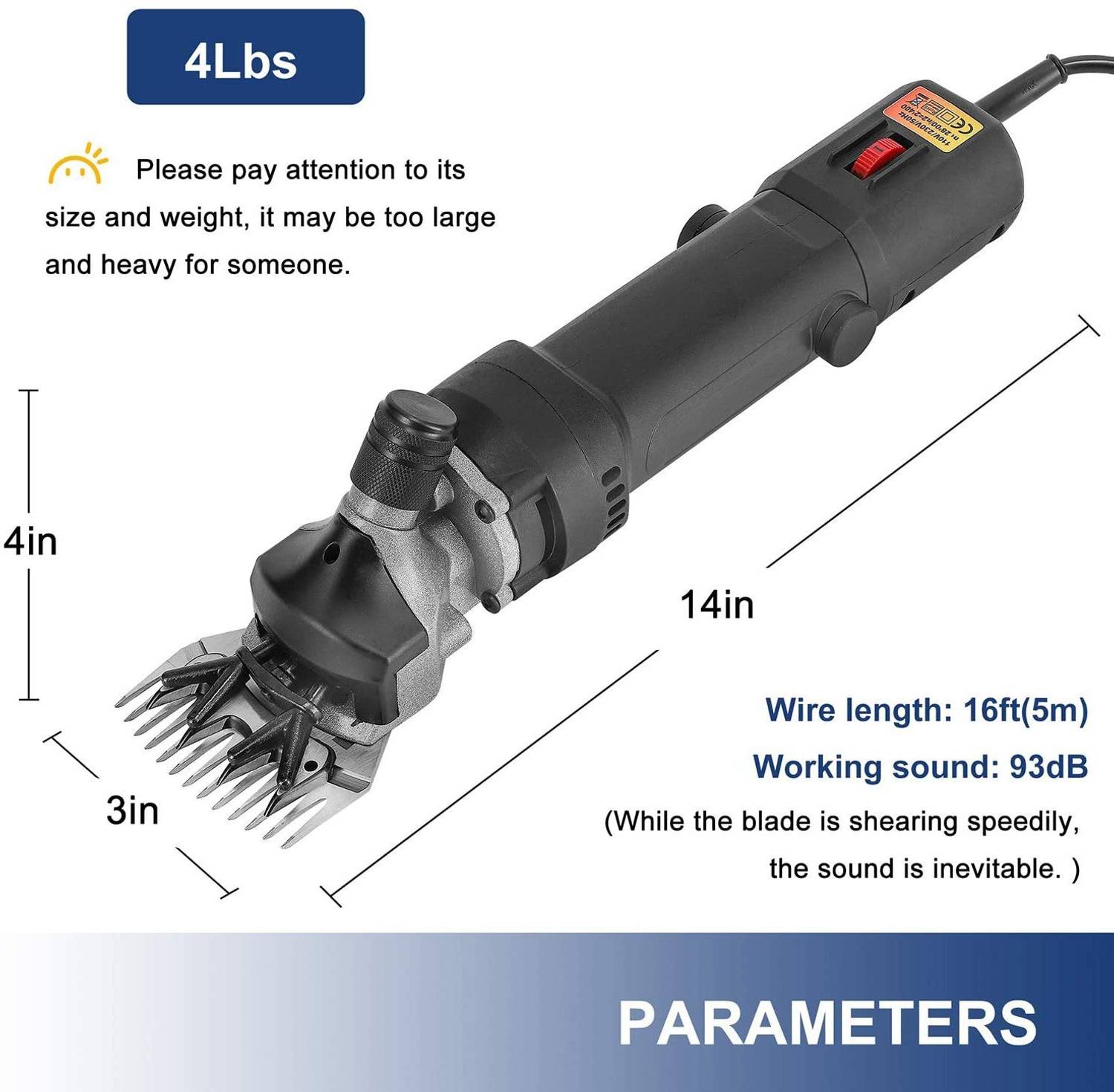 MeShear 1200W Goat/Horse/Sheep hair cutting machine Black Pet Hair Trimmer - Image 2