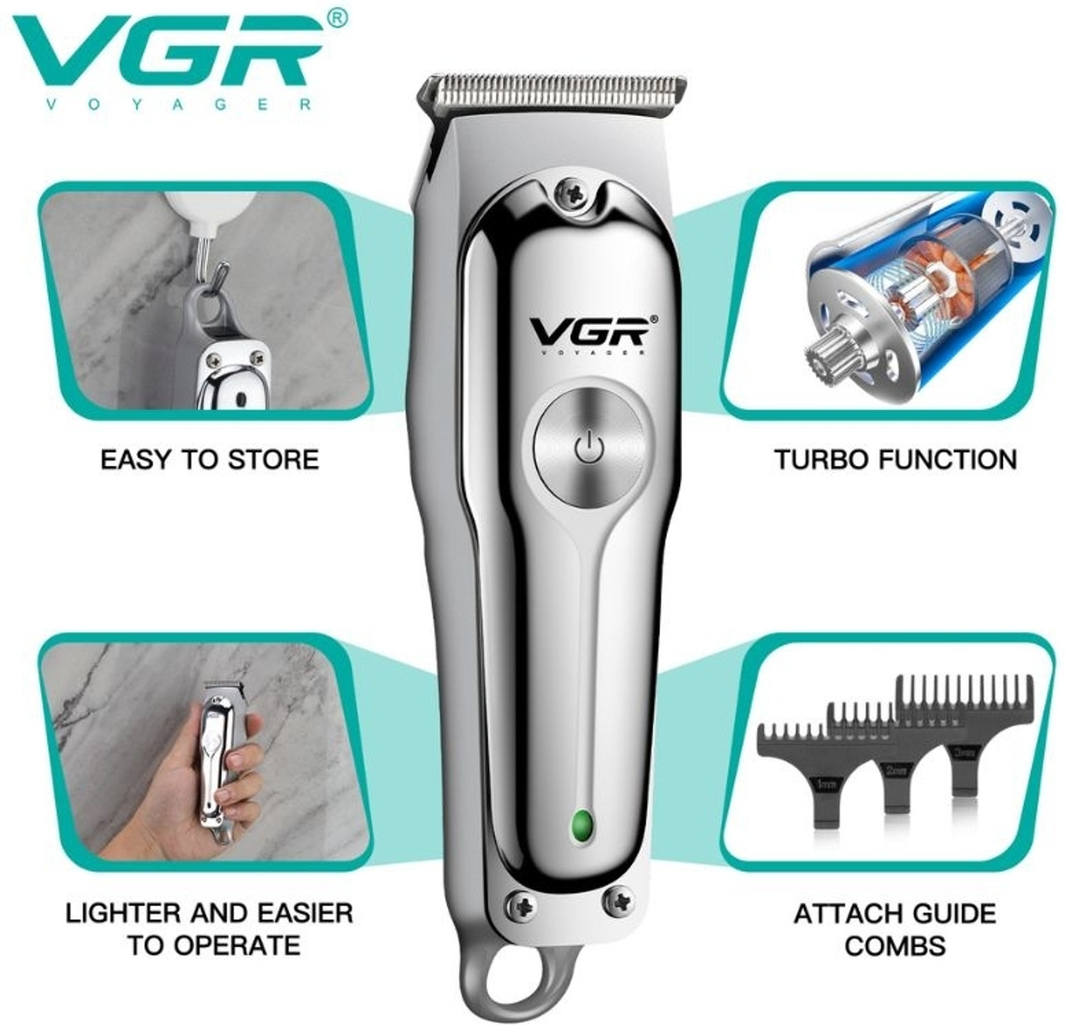 Image of VGR V-071 Professional Pet Hair Trimmer Silver Pet Hair Trimmer