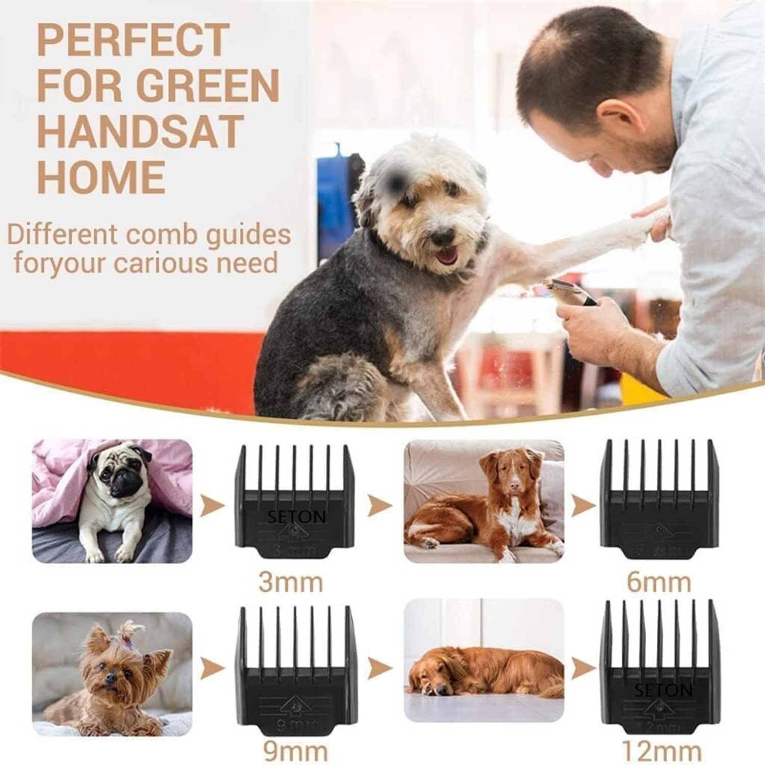 Image of SMARTHUBSTORE Pet Grooming Kit Clippers Low Noise Quiet Rechargeable Cordless Dog Trimmer Gold Multicolor Pet Hair Trimmer