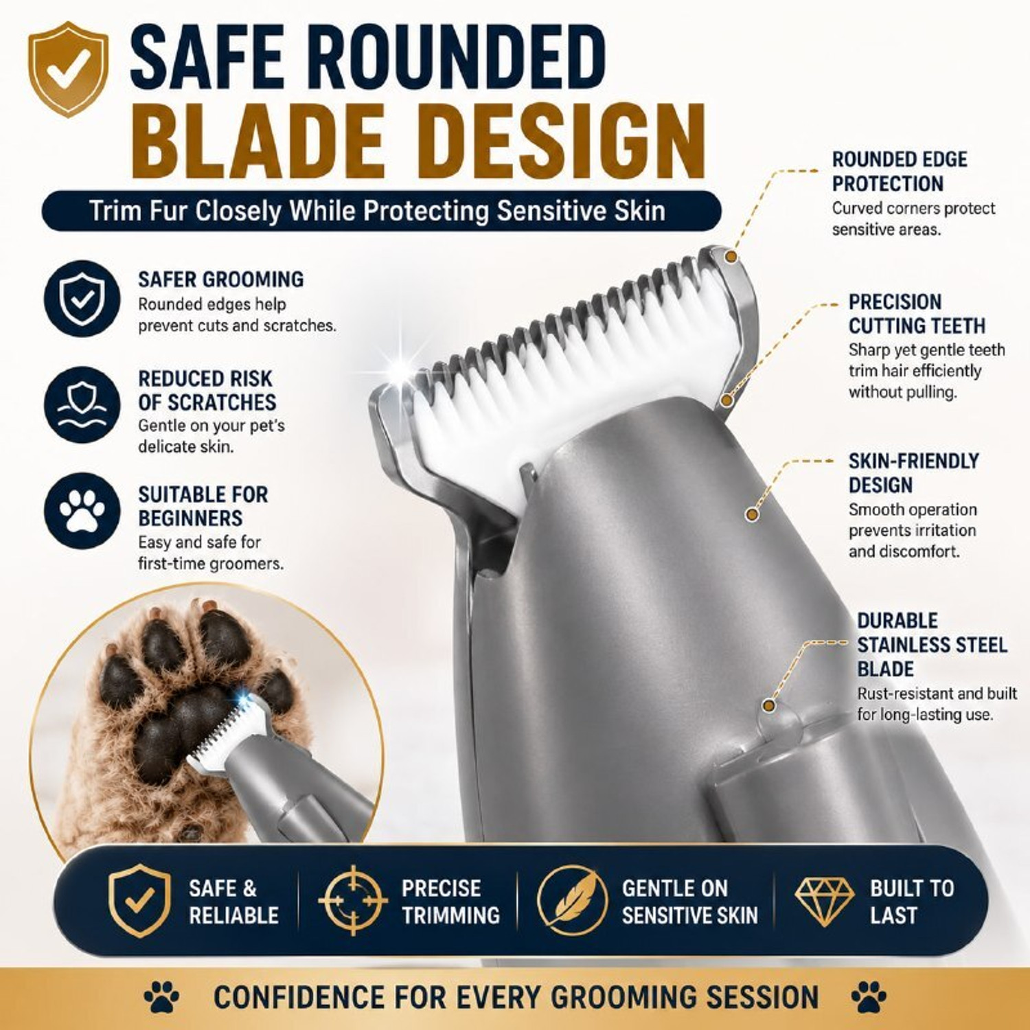 Image of Mcbazel Pet Paw Trimmer 2-Speed Rechargeable Dog & Cat Grooming Clipper for Safe Use Grey Pet Hair Trimmer