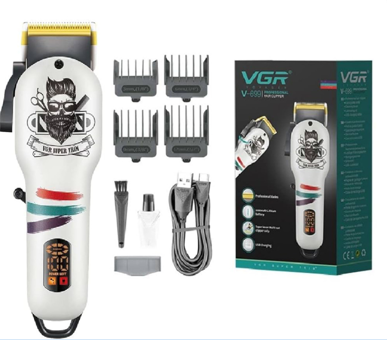 Image of VGR V-699 Salon Series Professional Digital Display Battery 200mAh (White or Black) Black, White Pet Hair Trimmer