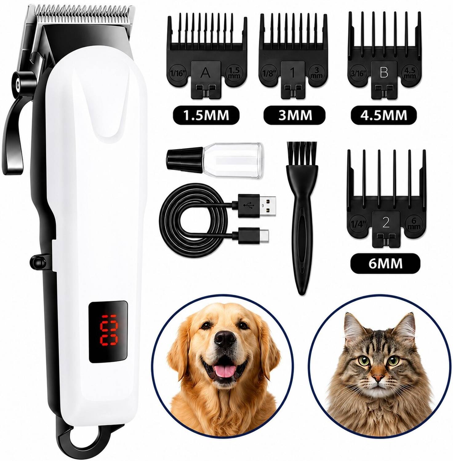 CLINLINSO 809 Pet Trimmer for Dogs & Cats, White