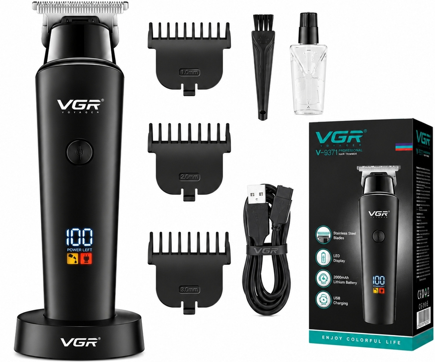 Image of VGR V-937 Professional Hair Trimmer With LED Display Black Pet Hair Trimmer