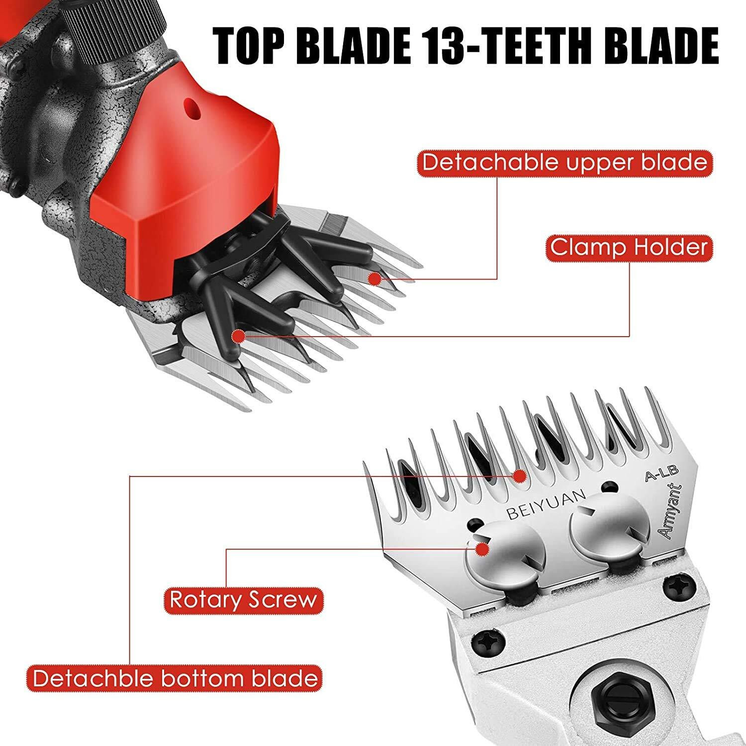 Image of DeReliable 1200W Sheep hair cutting machine with 1 extra Blade, 6 Speed control Red, Orange Pet Hair Trimmer