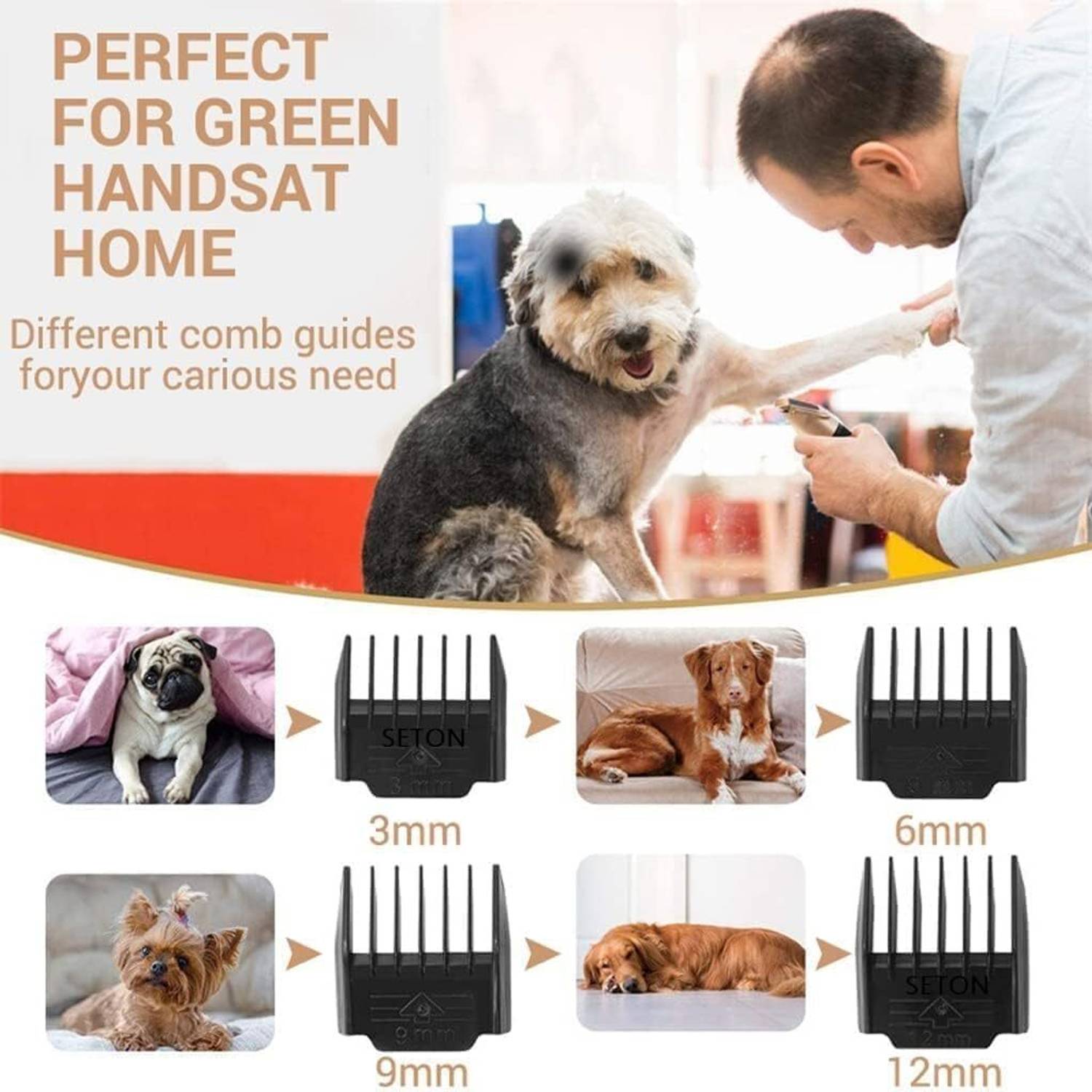 Vzaynex Wire-Free Dog & Cat Hair Cutter – Silent Buzz Gold, Black