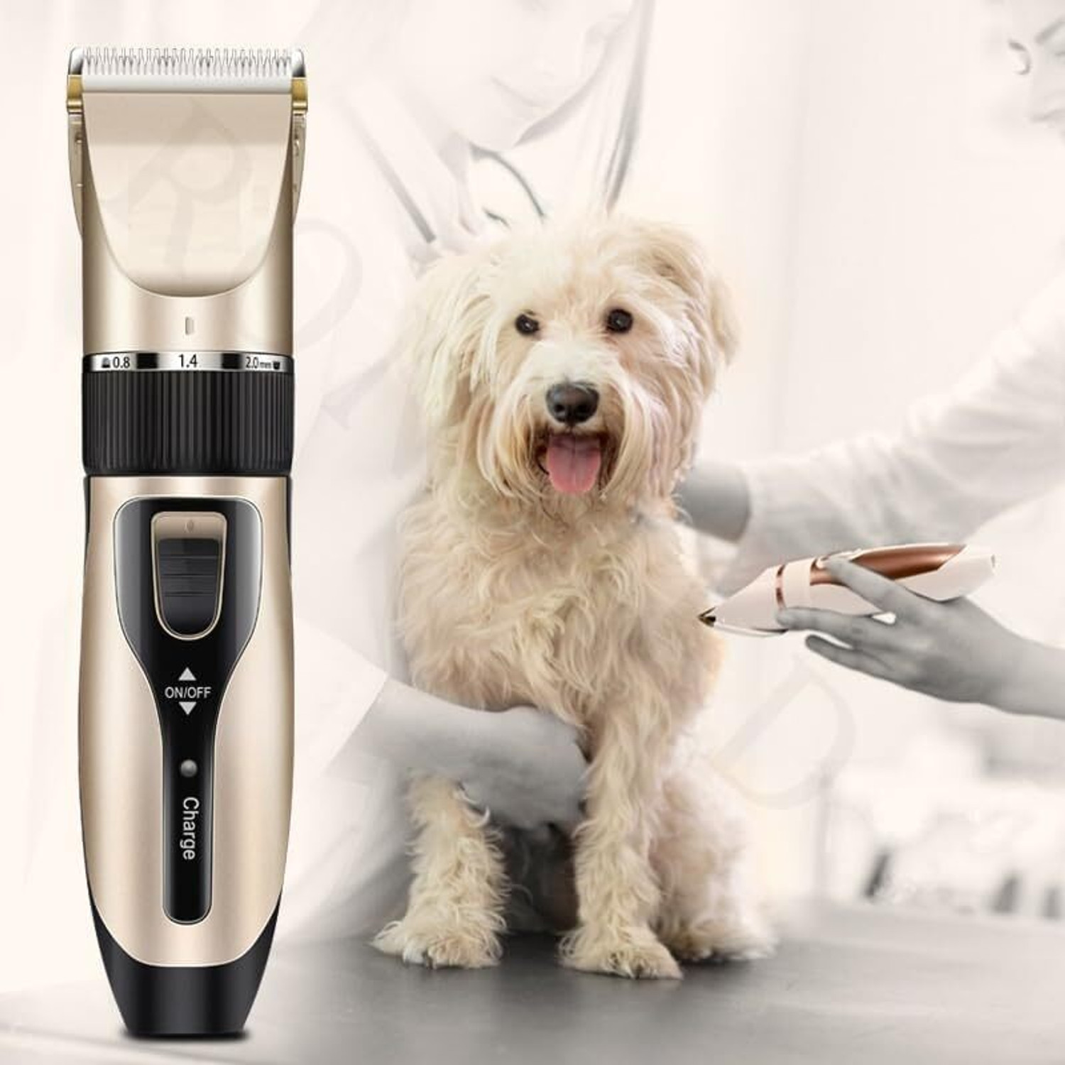 Image of SMARTHUBSTORE Pet Grooming Kit Clippers Low Noise Quiet Rechargeable Cordless Dog Trimmer Gold Multicolor Pet Hair Trimmer