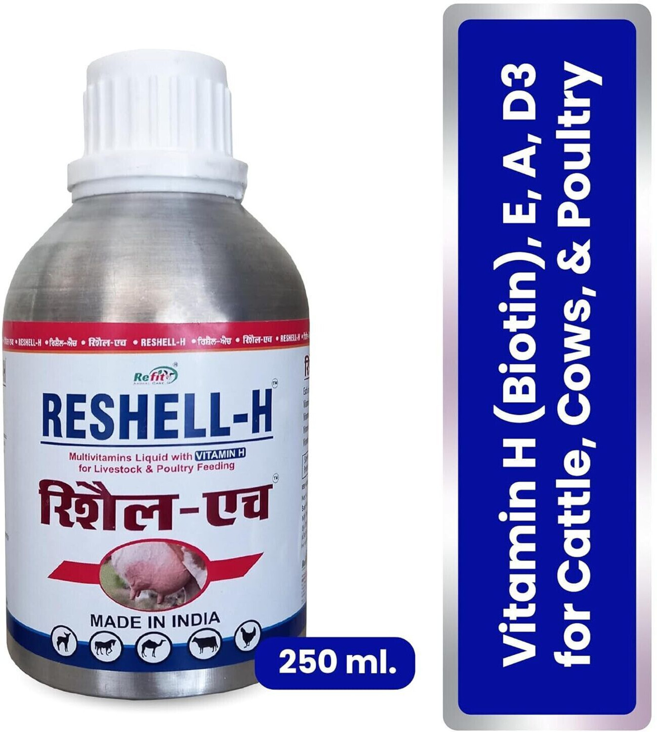 Image of REFIT ANIMAL CARE Vitamin H for Cow, Buffalo, Birds, Cattle & Poultry Multivitamins H, E, A & D3 Pet Health Supplements