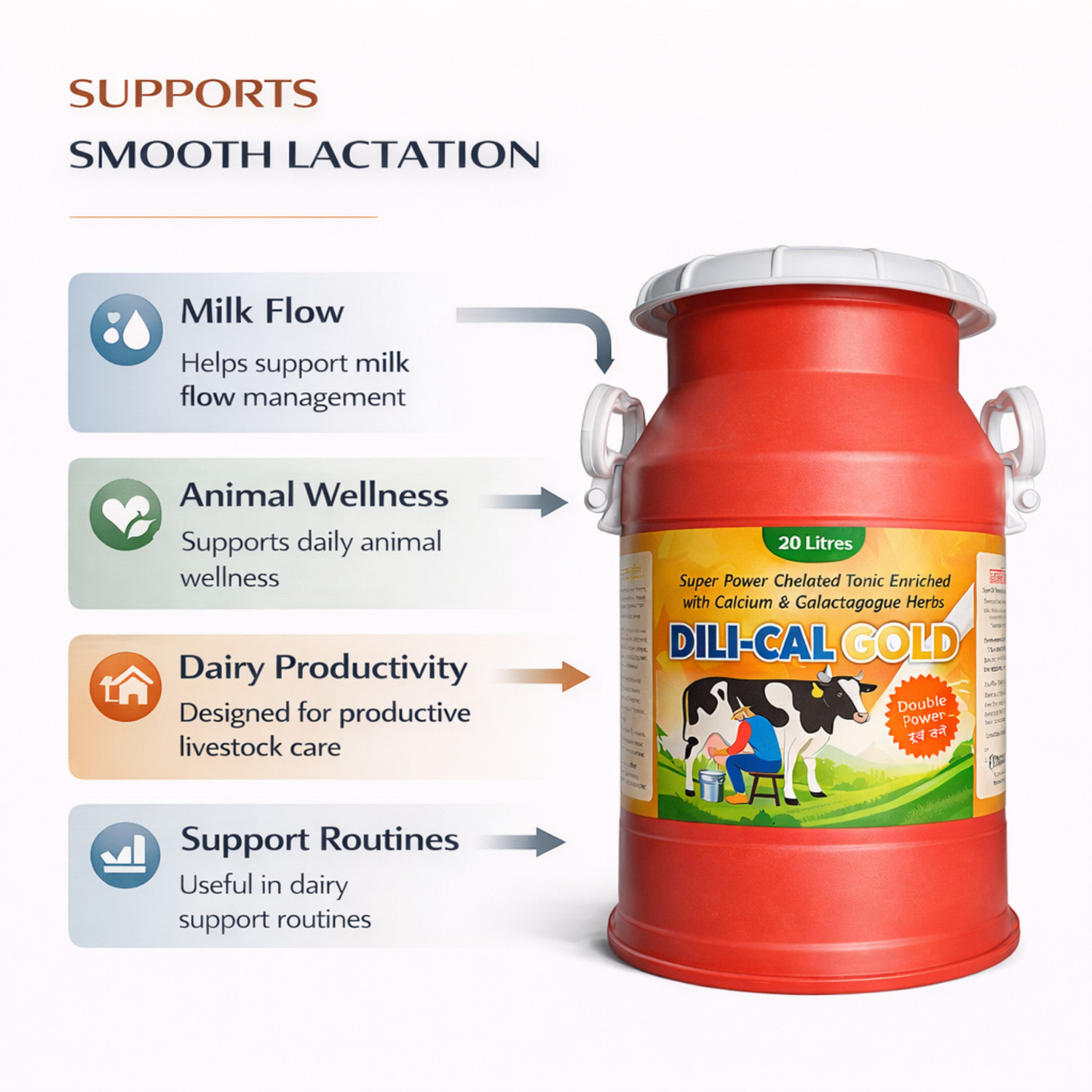 Image of Deeligent Biotech DILICAL Gold Calcium Supplement | Boosts Milk Yield,Strength & Immunity- Milkcan Pet Health Supplements
