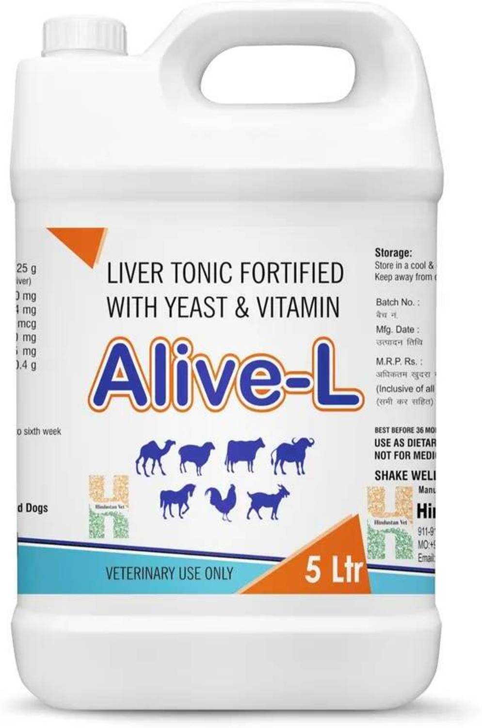 Alive - L Liver Tonic Fortified With Yeast & Vitamin for Cows, Buffaloes, Poultry, Horses Pet Health Supplements