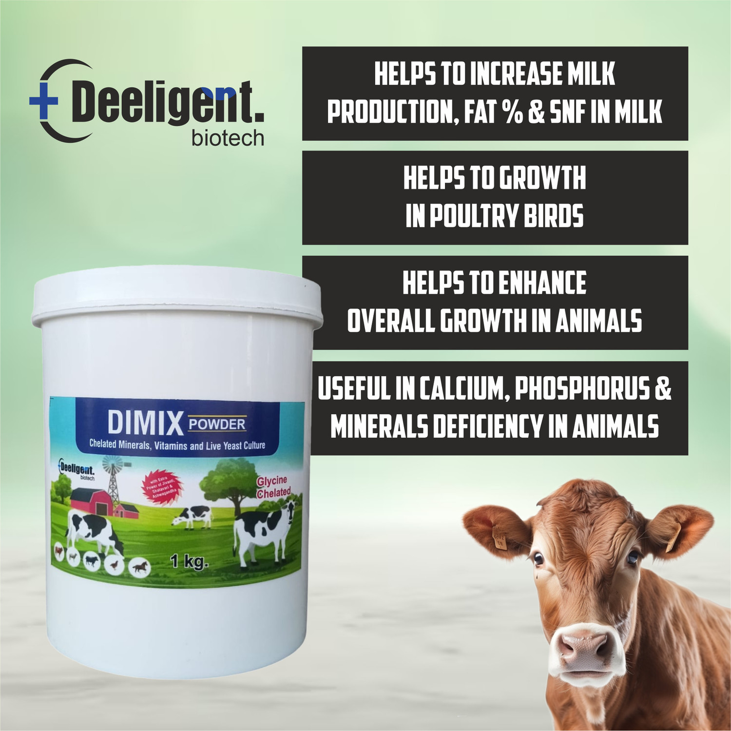 Image of Deeligent Biotech Dimix Mineral Mixture Powder Bucket Pack | Essential Minerals for Buffalo Pet Health Supplements
