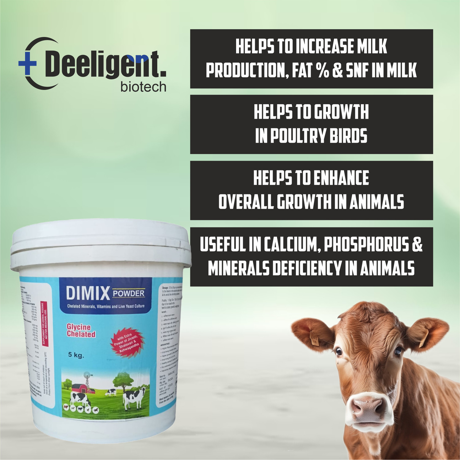 Image of Deeligent Biotech Dimix Mineral Mixture Powder Bucket Pack | Essential Minerals for Buffalo Pet Health Supplements