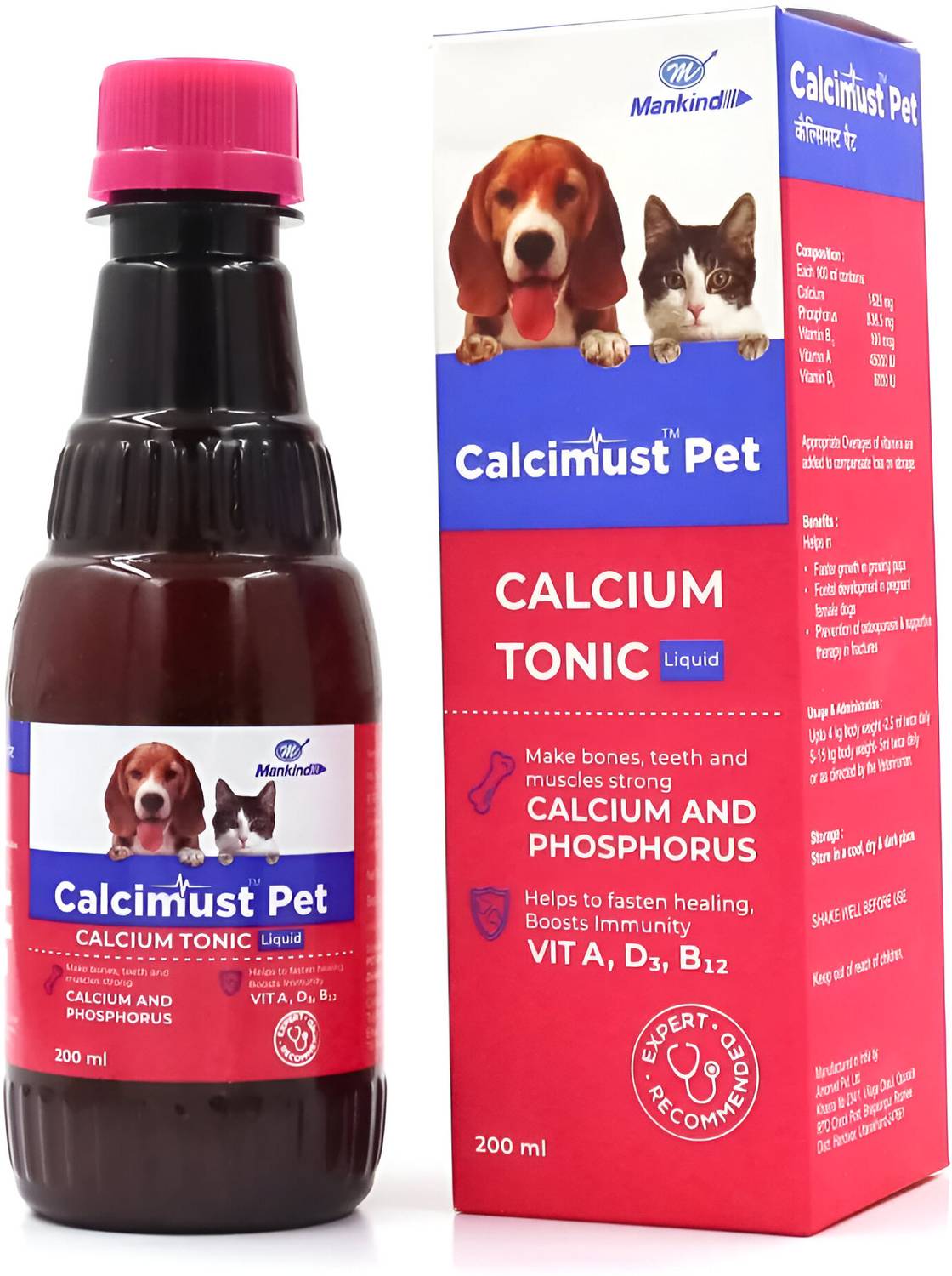 MANKIND Calcimust Pet Syrup for Dogs & Cats Pack of 1 - Image 1