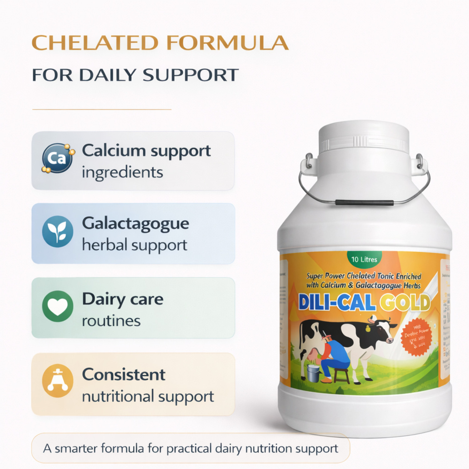 Image of Deeligent Biotech DILICAL Gold Calcium Supplement | Boosts Milk Yield,Strength & Immunity- Dollu Pet Health Supplements