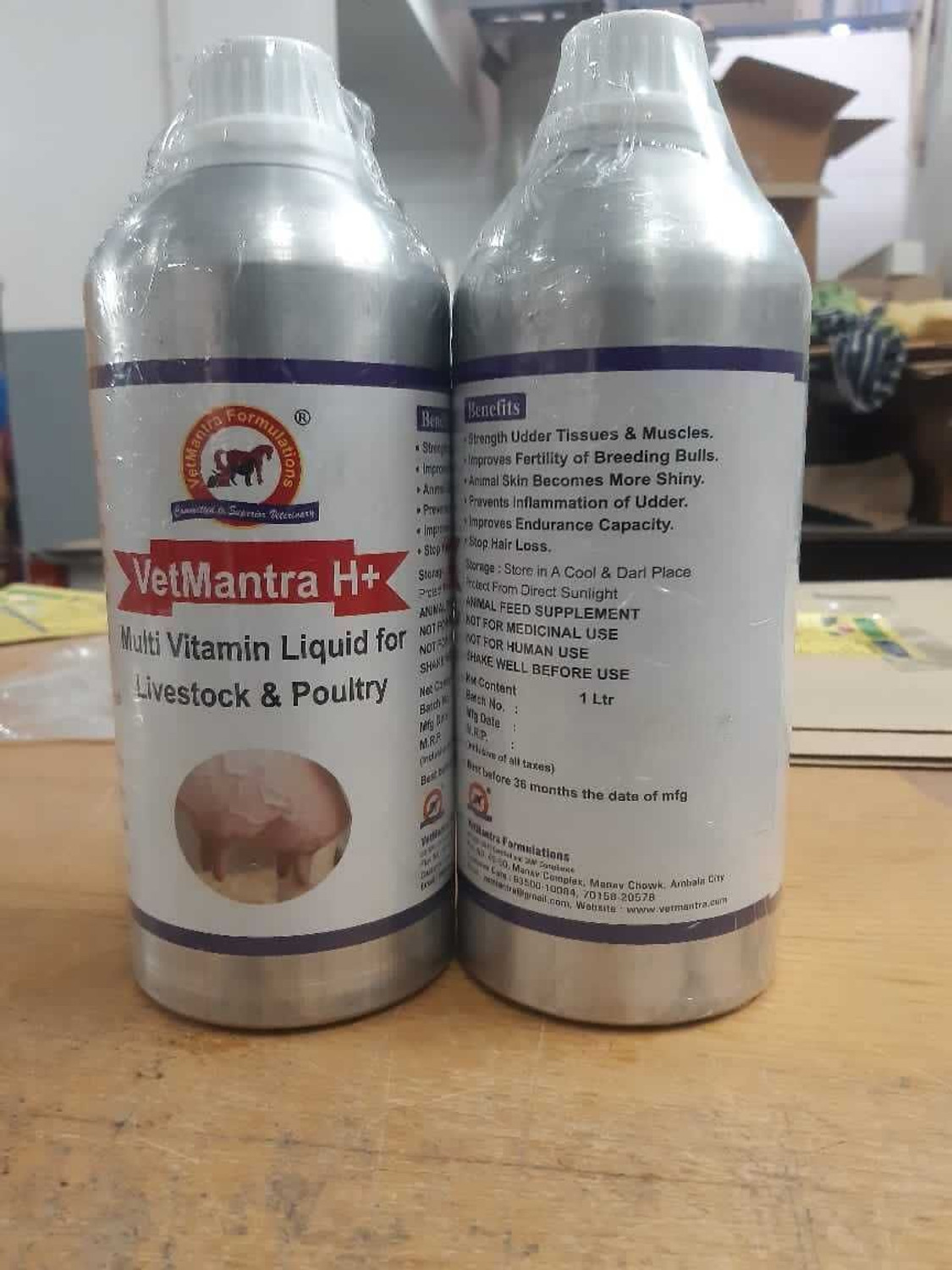 Image of VetMantra VITAMIN H ALLUMINIUM PACK, MULTIVITAMIN FOR COW, BUFFALO AND OTHER PETS Pet Health Supplements