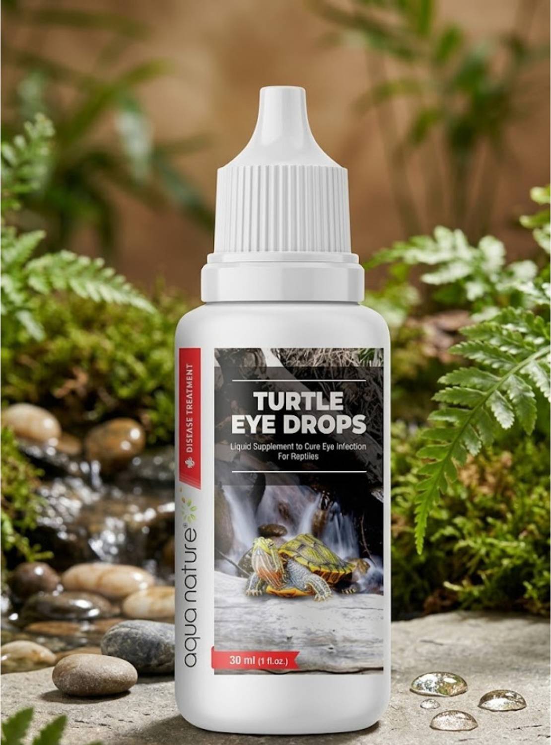 Aquanature Turtle Eye Drops Liquid Supplement to Cure Eye Infections for Reptiles 30ml Pet Health Supplements