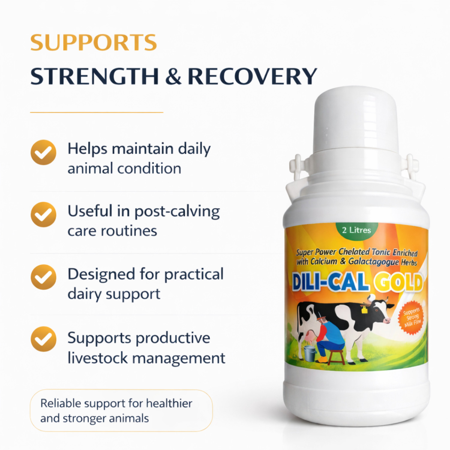Image of Deeligent Biotech DILICAL Gold Calcium Supplement | Boosts Milk Yield,Strength & Immunity- Dollu Pet Health Supplements