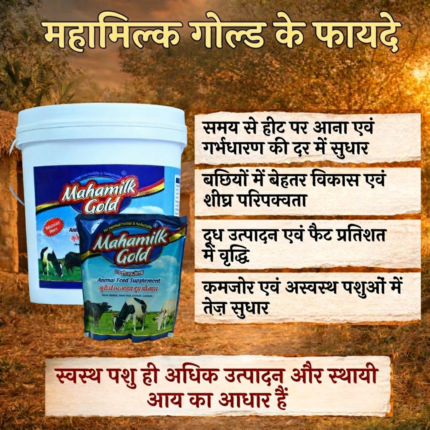 Image of welcomevet Mahamilk Gold Mineral Mixture for Cattle | Milk Yield & Fertility Support Pet Health Supplements