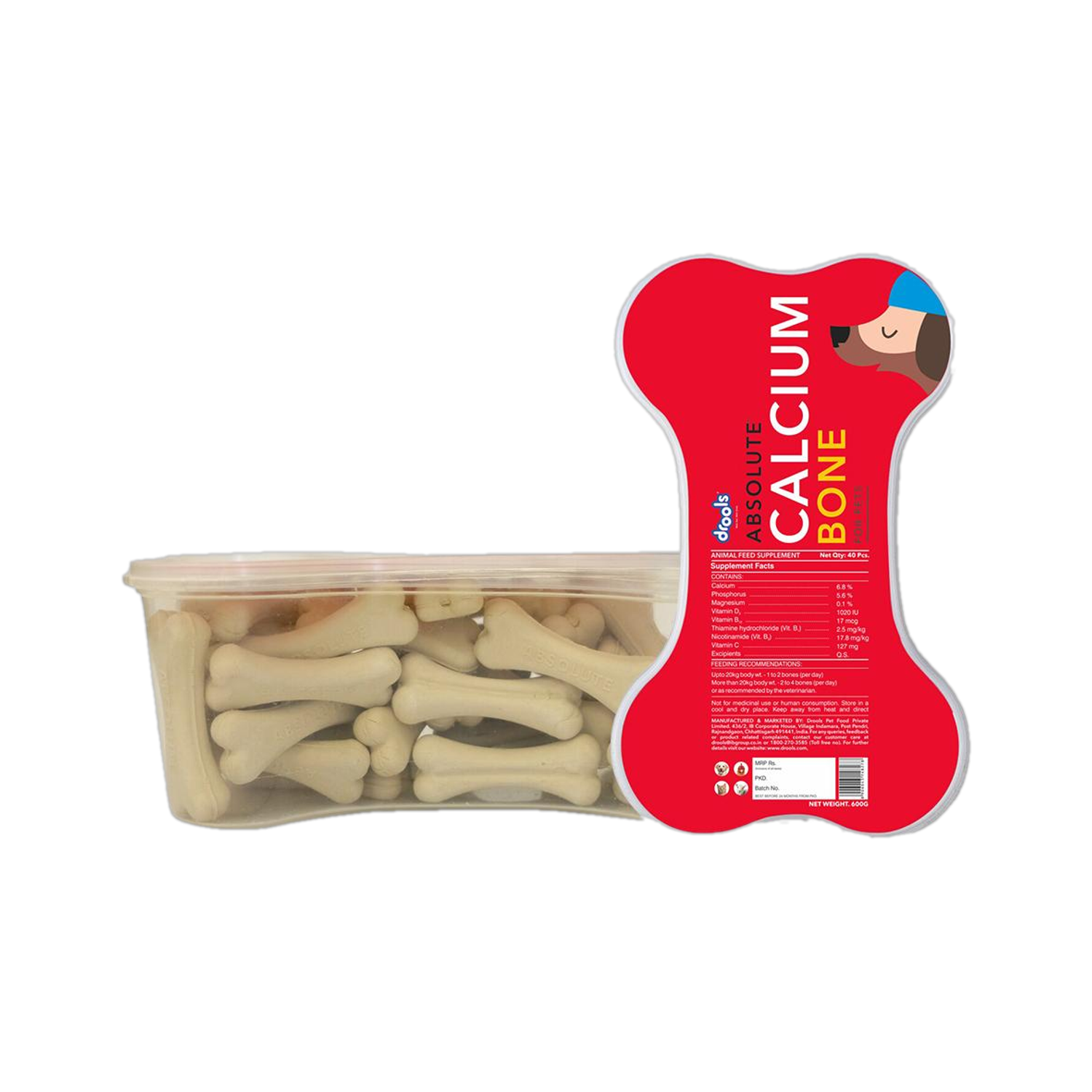 Image of Drools Absolute Calcium Bone(40 Pieces) Dog Treats / Pet Health Supplements