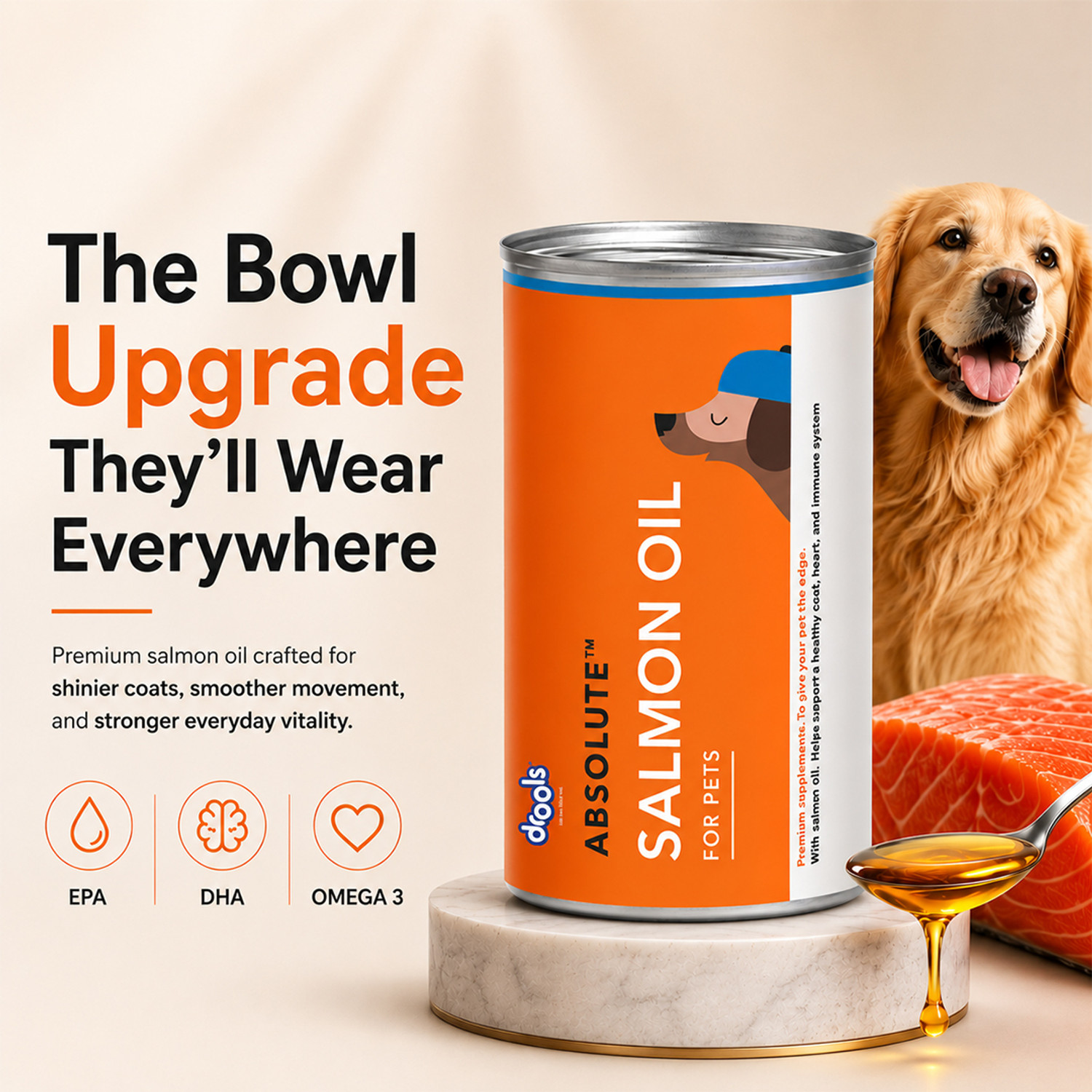 Image of Drools Salmon Oil Syrup Pet Health Supplements