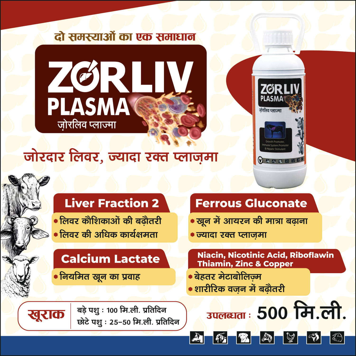 Image of Zorliv Liquid Feed Supplement | Supports Liver and Blood Plasma Health in All Cattle Pet Health Supplements
