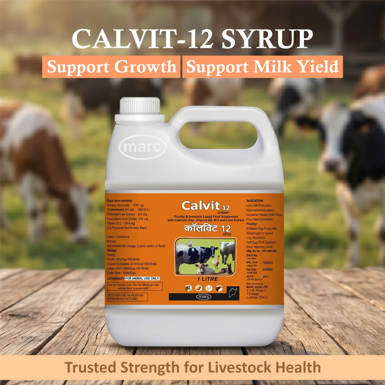 Image of MARC Calvit12 Syrup 1L | Weight Gainer & Nutritional Supplement for Animals Pet Health Supplements