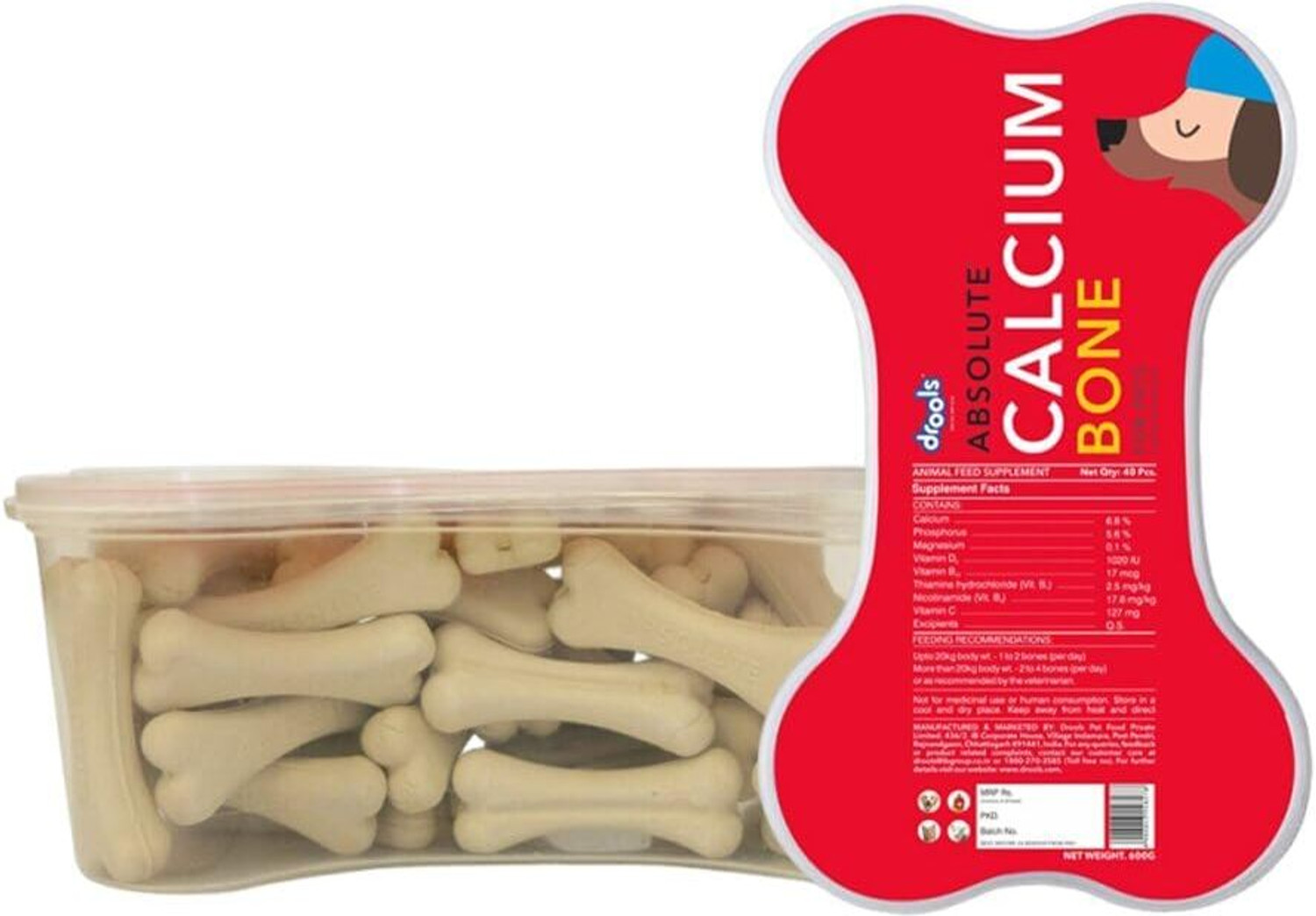 Image of Drools Absolute Calcium Bone(40 Pieces) Dog Treats / Pet Health Supplements
