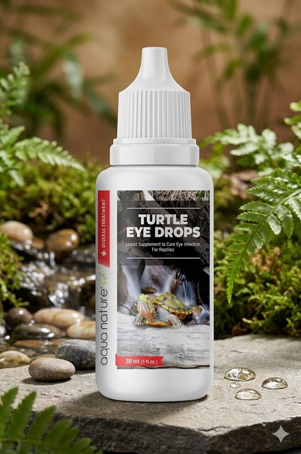 Aquanature Turtle Eye Drops 30Ml Liquid Supplement to Cure Eye Infections for Reptiles Pet Health Supplements