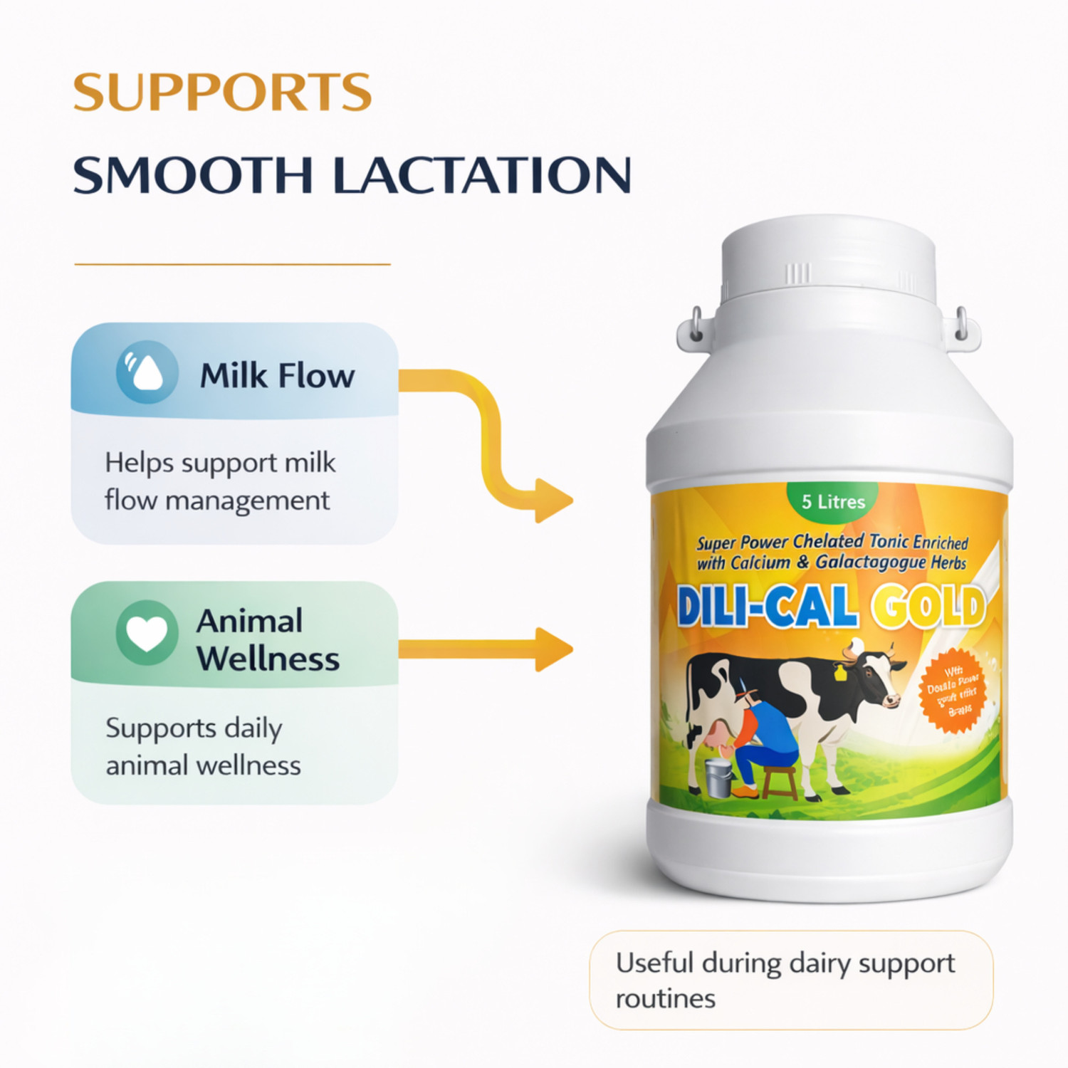 Image of Deeligent Biotech DILICAL Gold Calcium Supplement | Boosts Milk Yield,Strength & Immunity- Dollu Pet Health Supplements