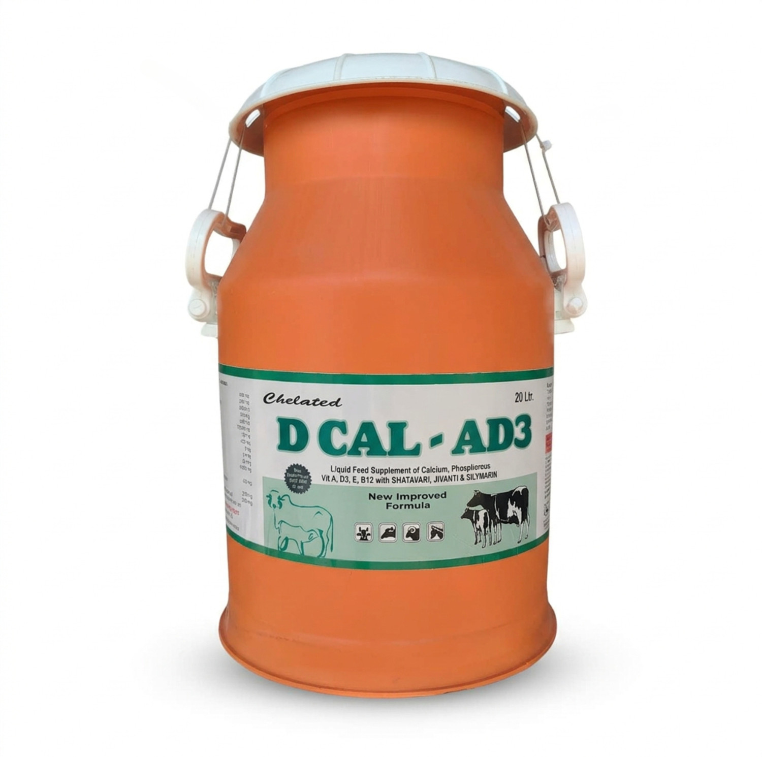 Image of Deeligent Biotech D Cal AD3 Calcium Supplement | Vitamin A, D3 & B12 | Boosts Milk Yield- Milkcan Pet Health Supplements (20 L)