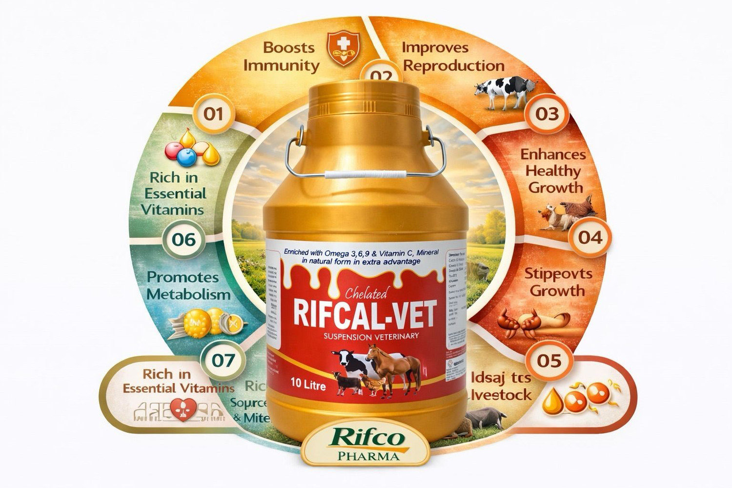 Image of RIFCO PHARMA Rifcal Vet Calcium for Cow and Buffalo Pet Health Supplements
